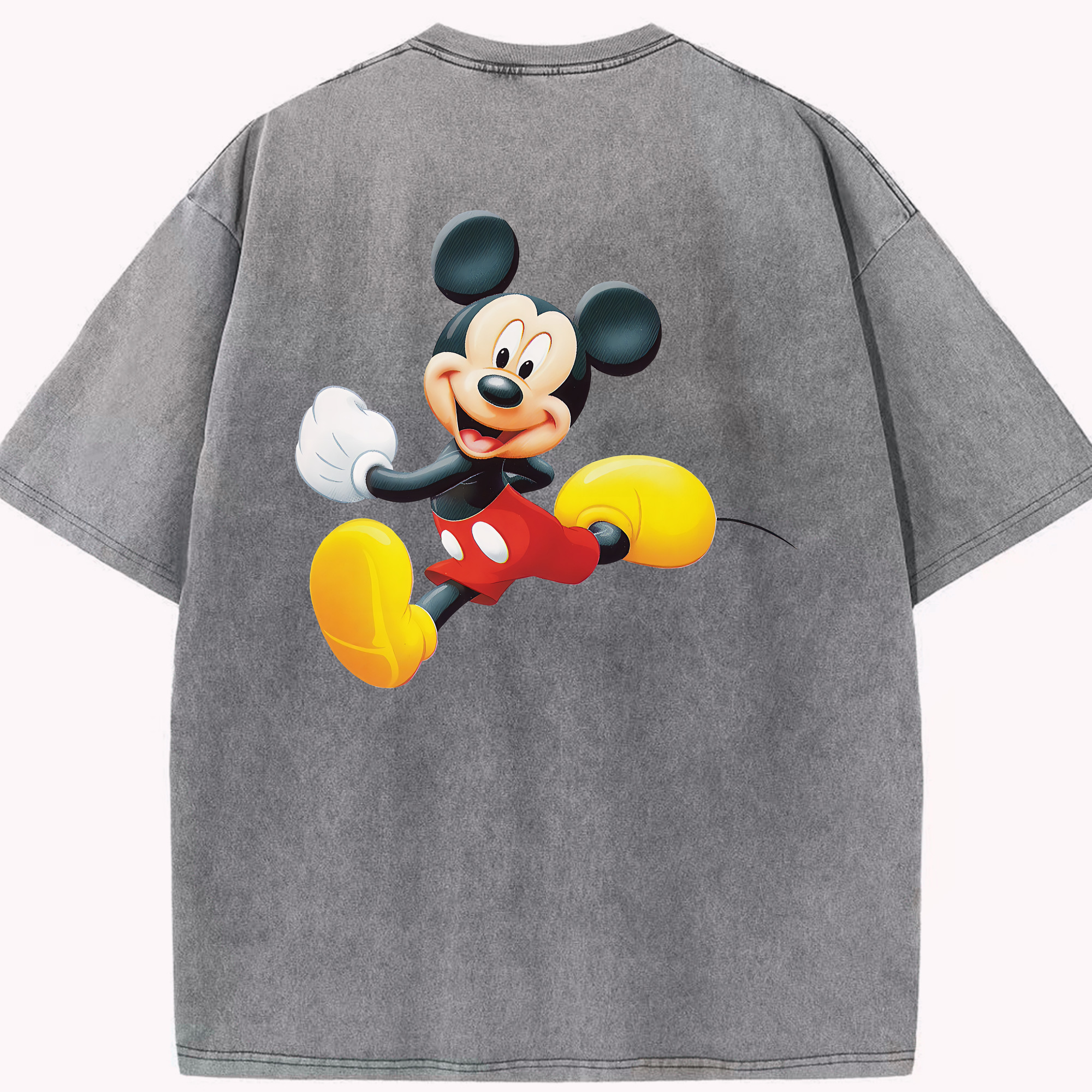 （画像用） ミッキーマウス Mickey Mouse 綿100% ヴィンテージ風 半袖Tシャツ（背面プリント）