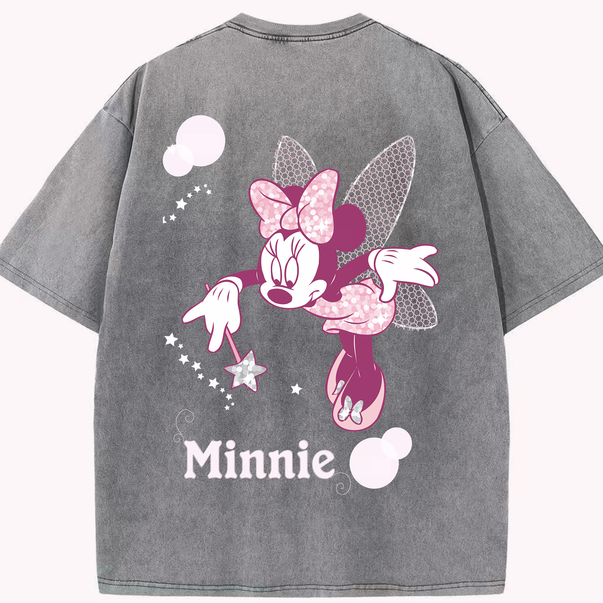 （画像用） ミッキーマウス Mickey Mouse 綿100% ヴィンテージ風 半袖Tシャツ（背面プリント）