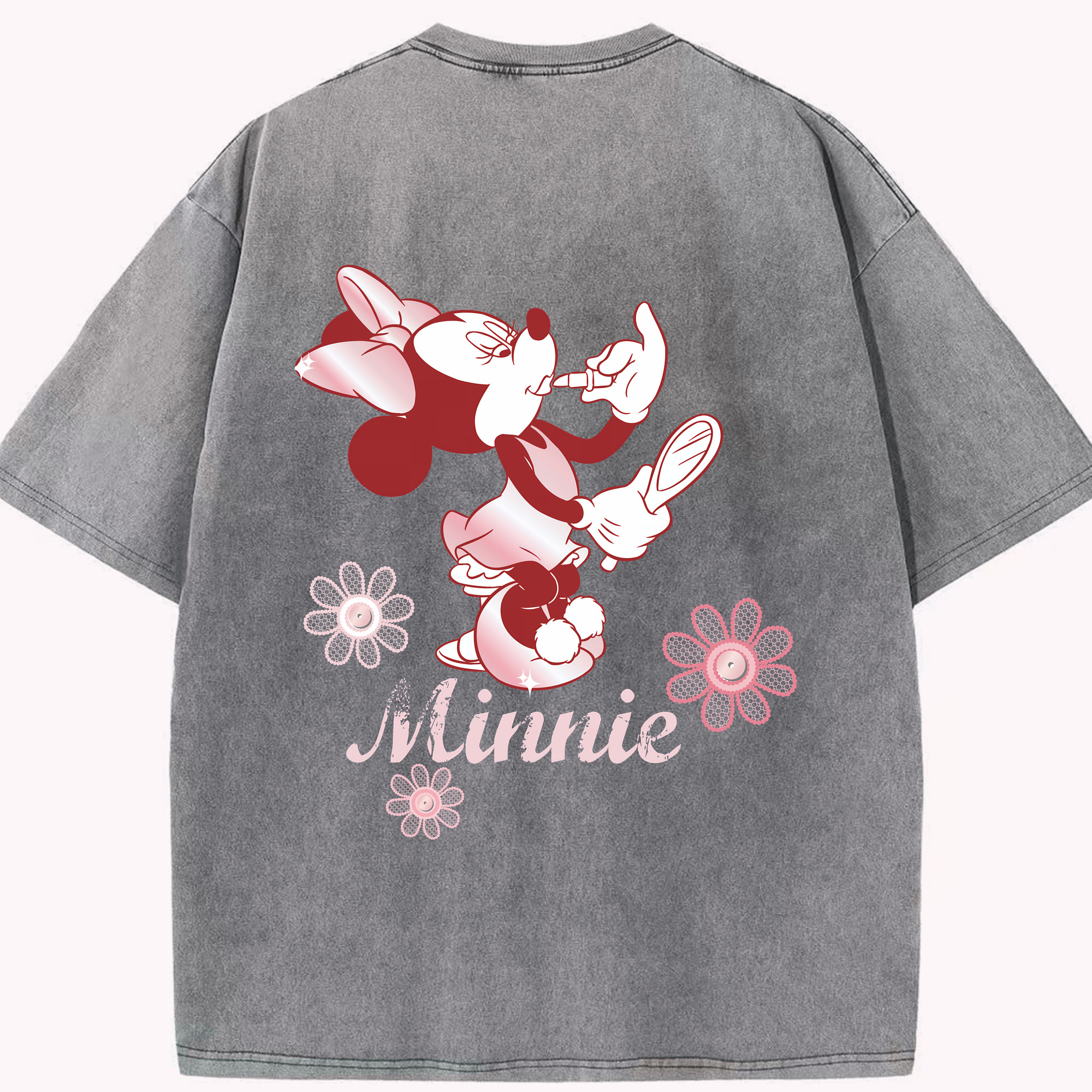 （画像用） ミッキーマウス Mickey Mouse 綿100% ヴィンテージ風 半袖Tシャツ（背面プリント）