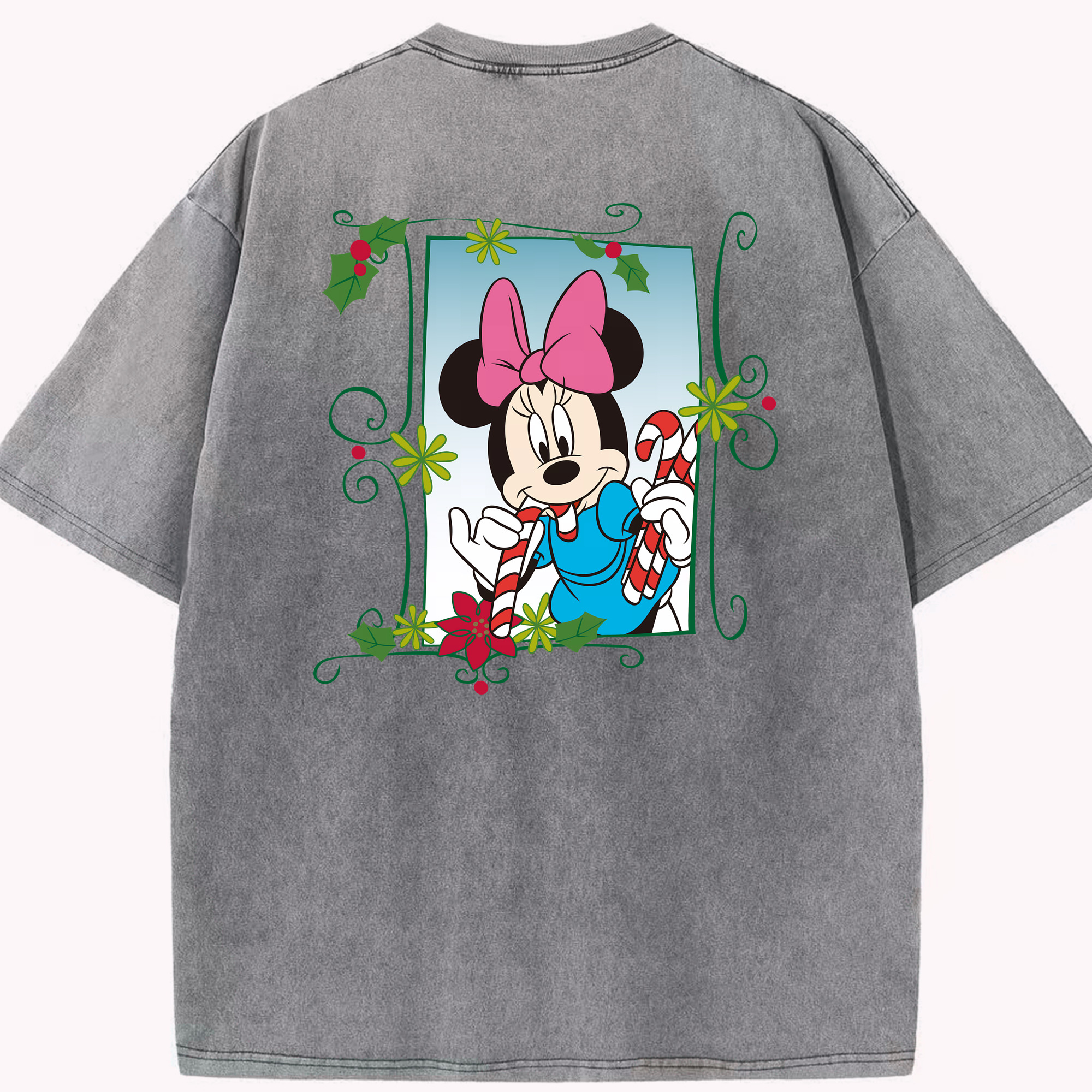 （画像用） ミッキーマウス Mickey Mouse 綿100% ヴィンテージ風 半袖Tシャツ（背面プリント）