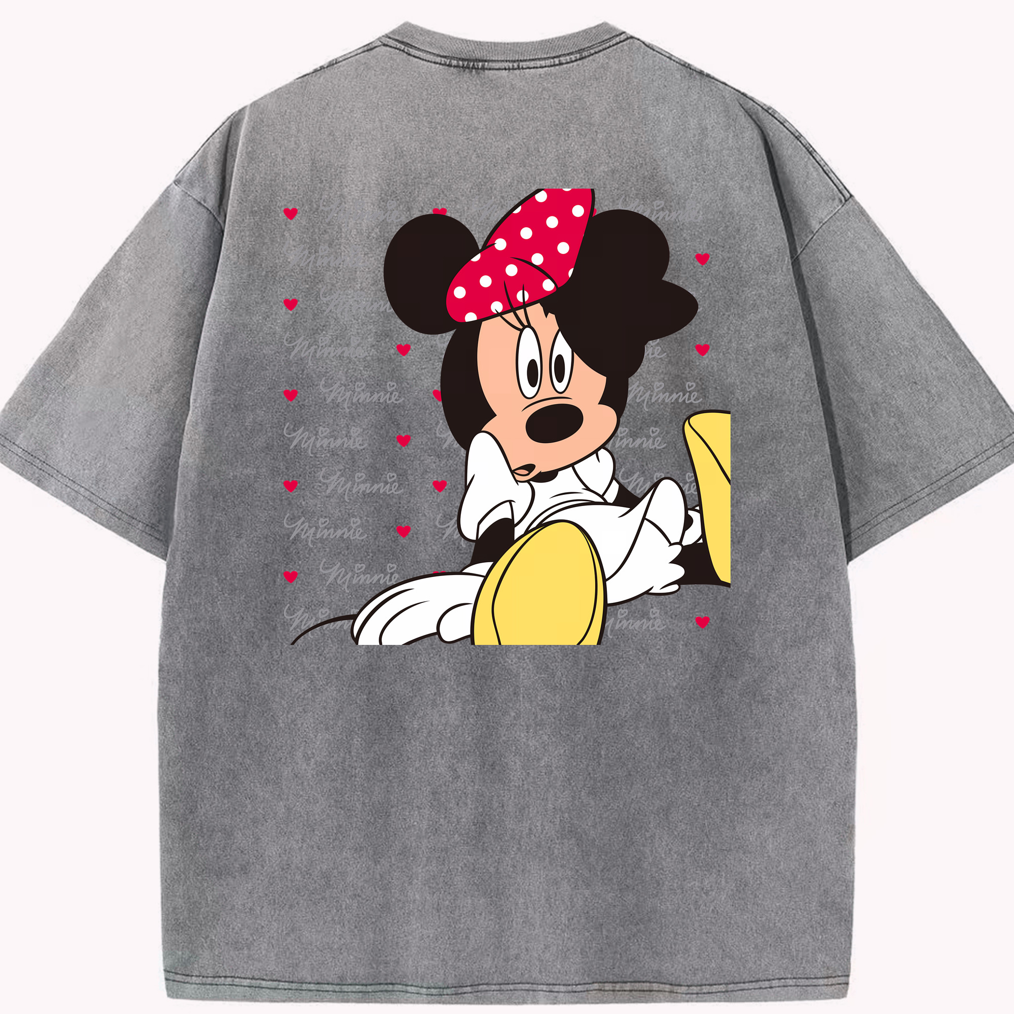 （画像用） ミッキーマウス Mickey Mouse 綿100% ヴィンテージ風 半袖Tシャツ（背面プリント）