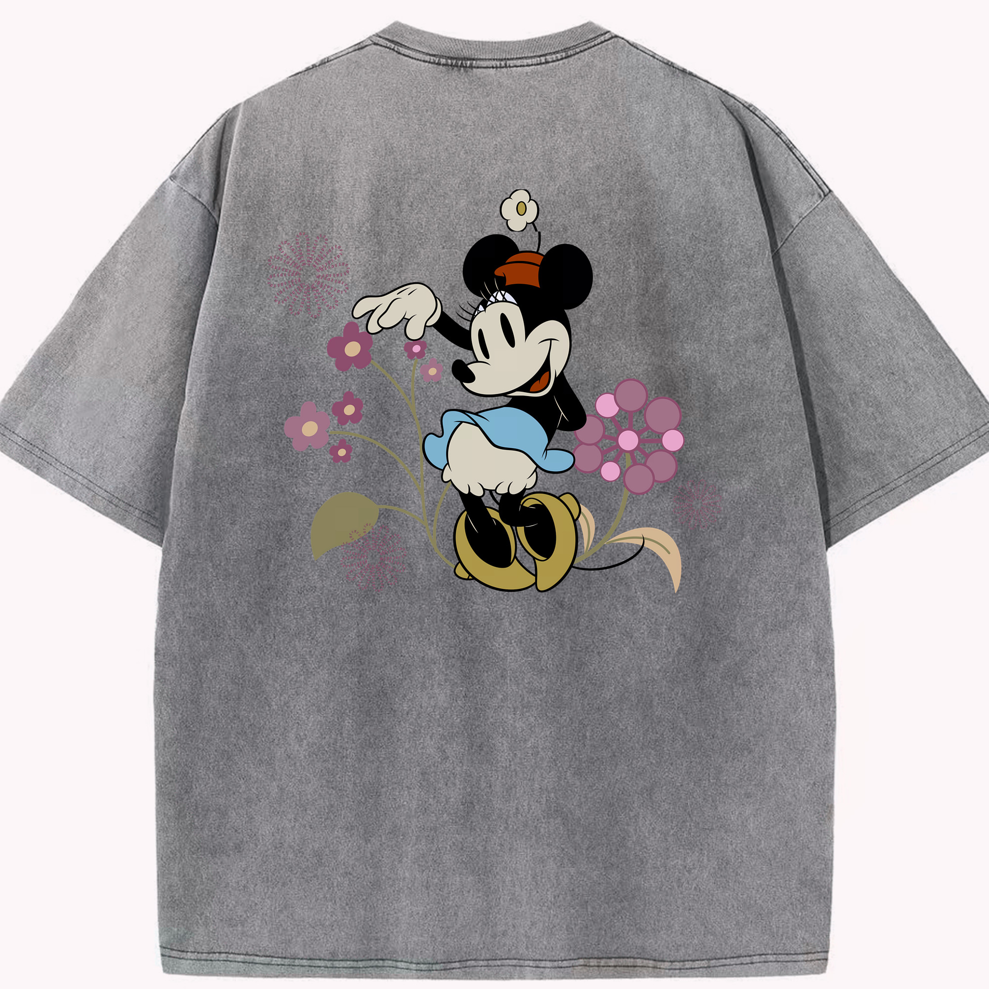 （画像用） ミッキーマウス Mickey Mouse 綿100% ヴィンテージ風 半袖Tシャツ（背面プリント）