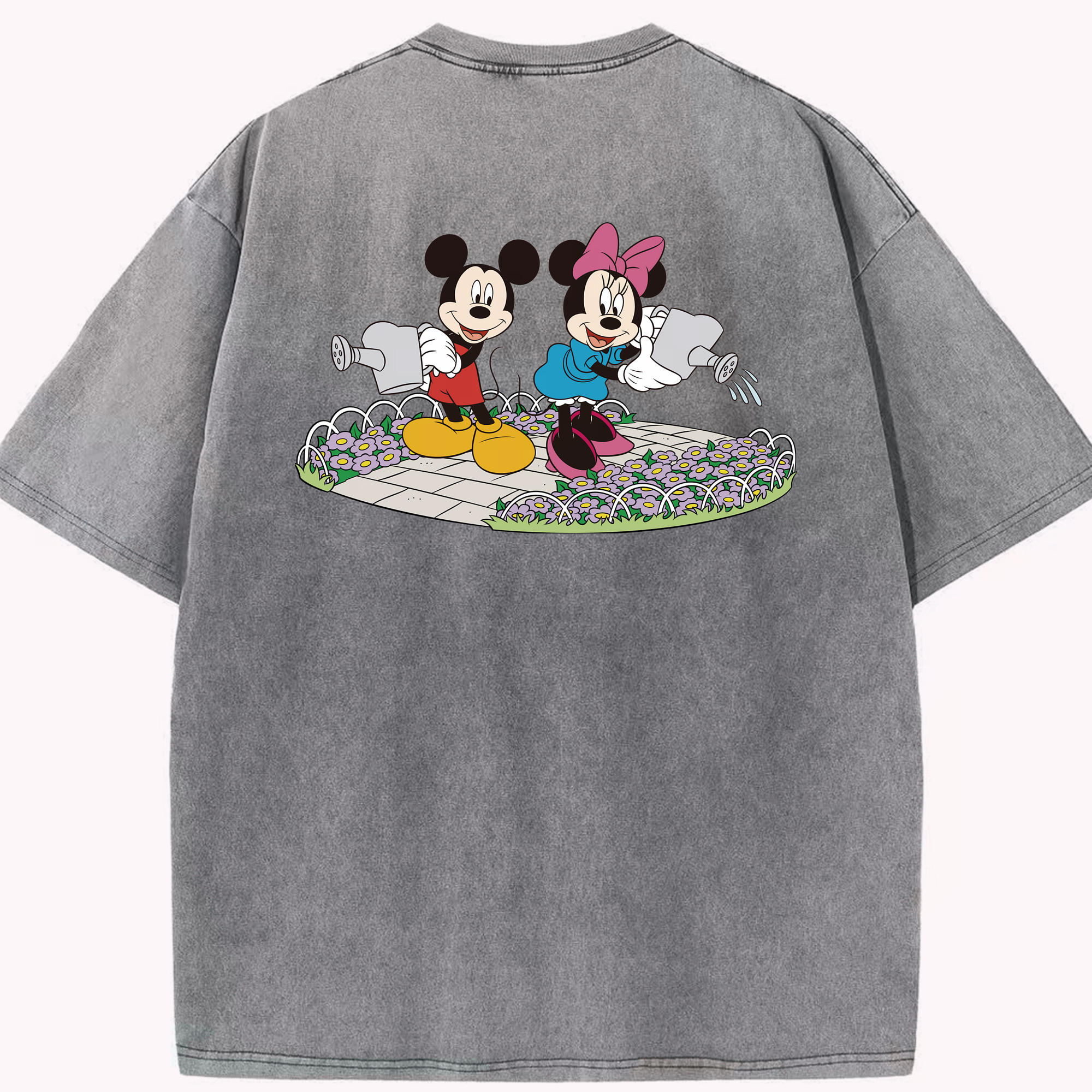 （画像用） ミッキーマウス Mickey Mouse 綿100% ヴィンテージ風 半袖Tシャツ（背面プリント）