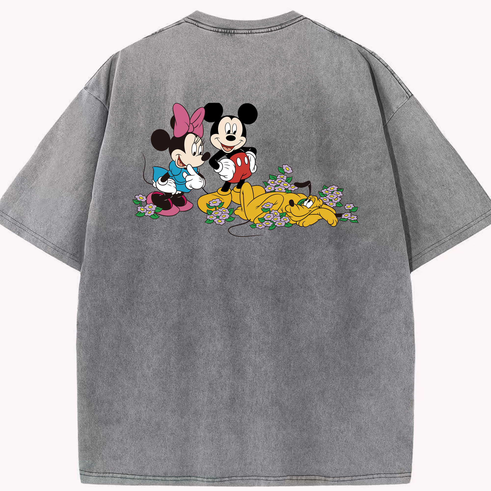 （画像用） ミッキーマウス Mickey Mouse 綿100% ヴィンテージ風 半袖Tシャツ（背面プリント）