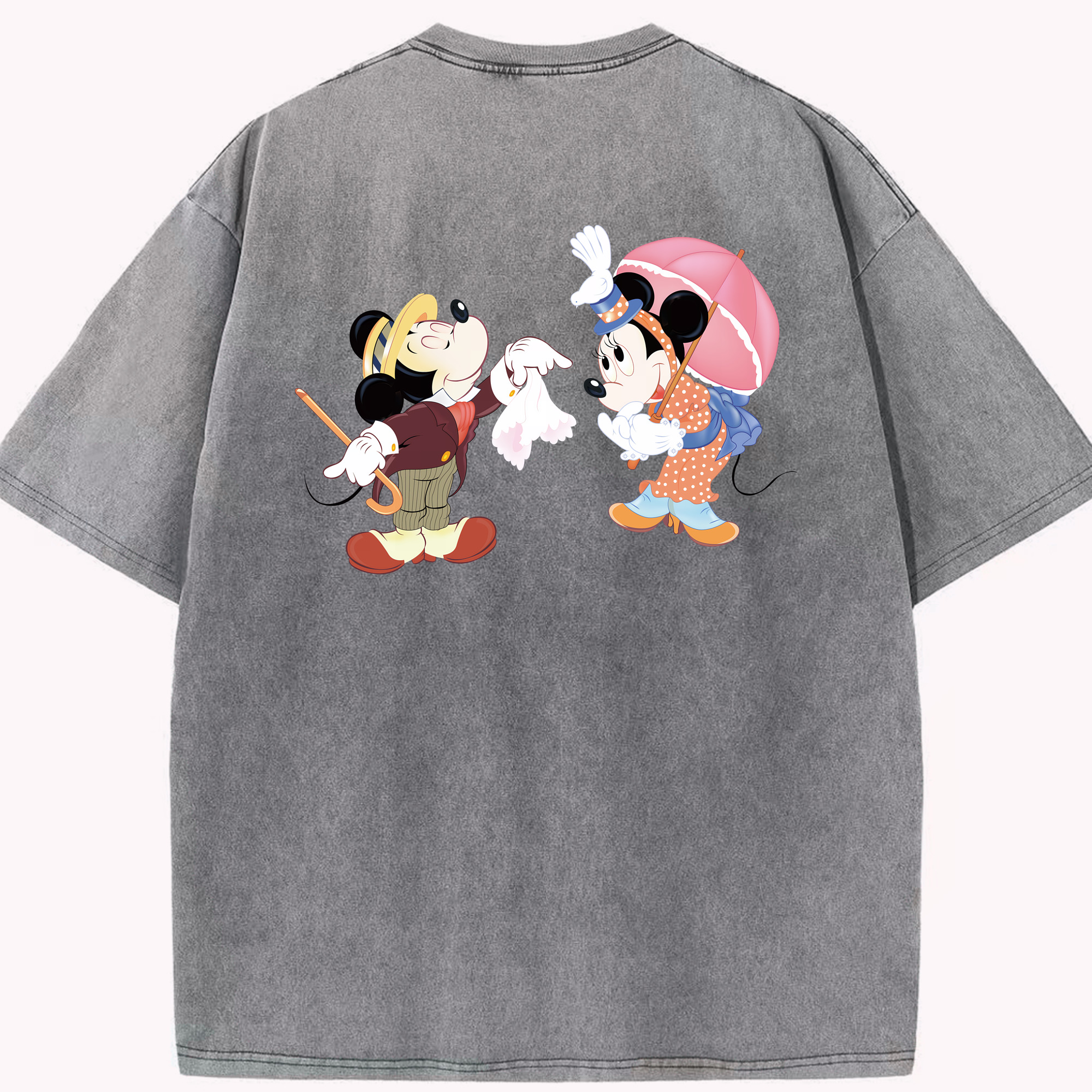 （画像用） ミッキーマウス Mickey Mouse 綿100% ヴィンテージ風 半袖Tシャツ（背面プリント）