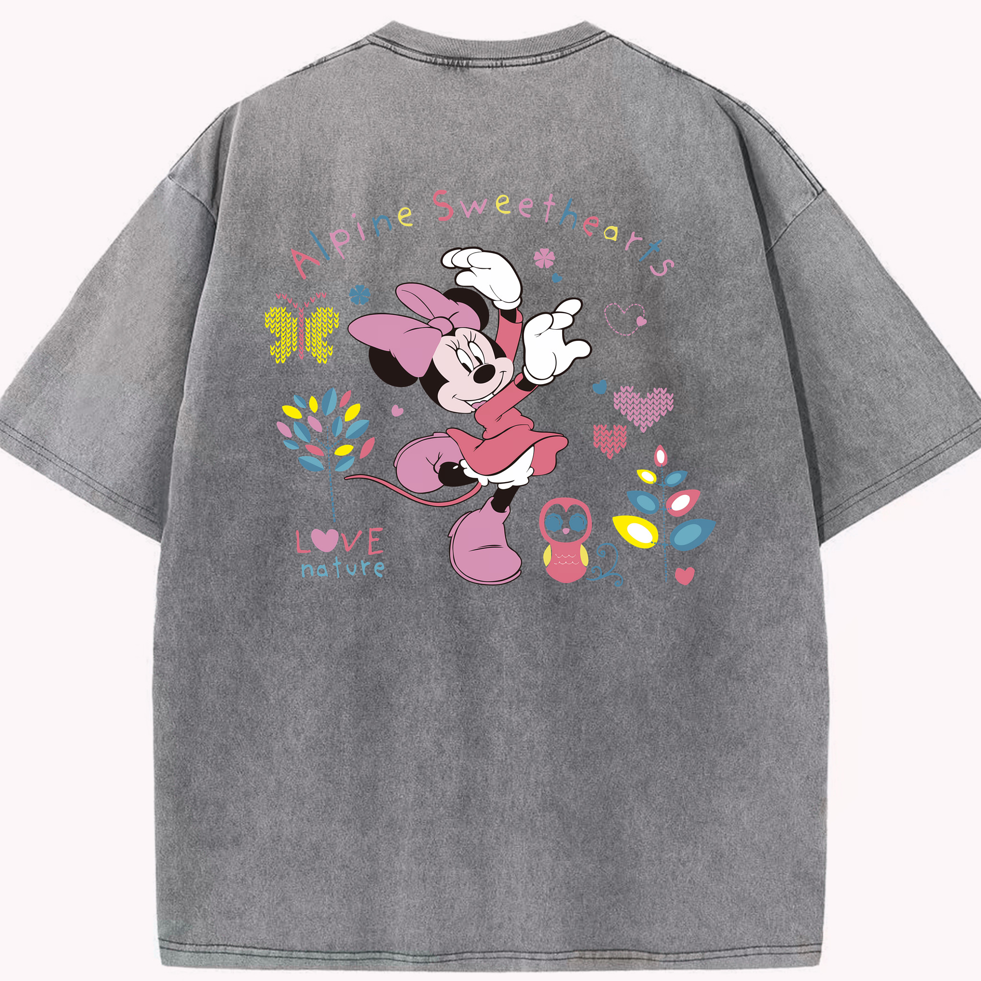 （画像用） ミッキーマウス Mickey Mouse 綿100% ヴィンテージ風 半袖Tシャツ（背面プリント）