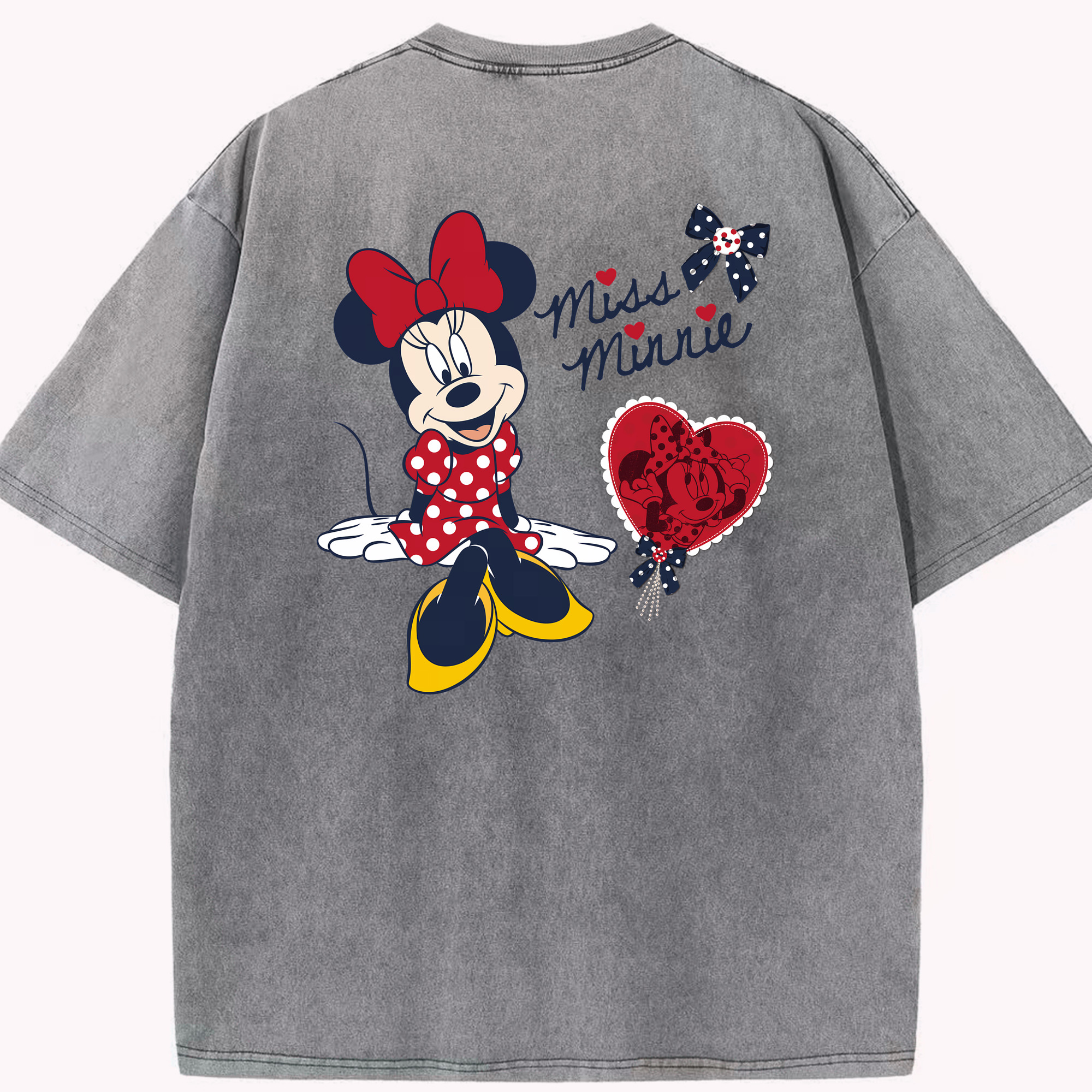 （画像用） ミッキーマウス Mickey Mouse 綿100% ヴィンテージ風 半袖Tシャツ（背面プリント）