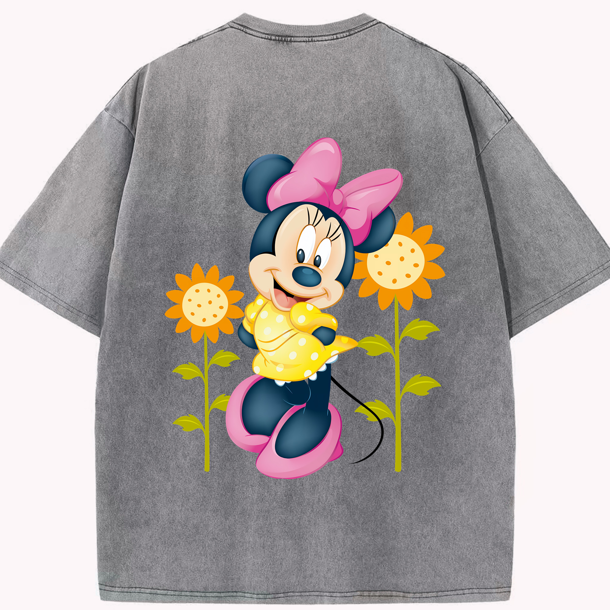 （画像用） ミッキーマウス Mickey Mouse 綿100% ヴィンテージ風 半袖Tシャツ（背面プリント）