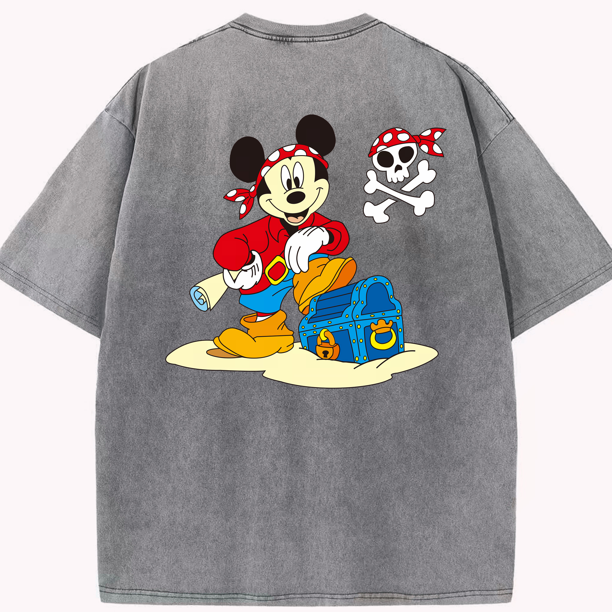 （画像用） ミッキーマウス Mickey Mouse 綿100% ヴィンテージ風 半袖Tシャツ（背面プリント）