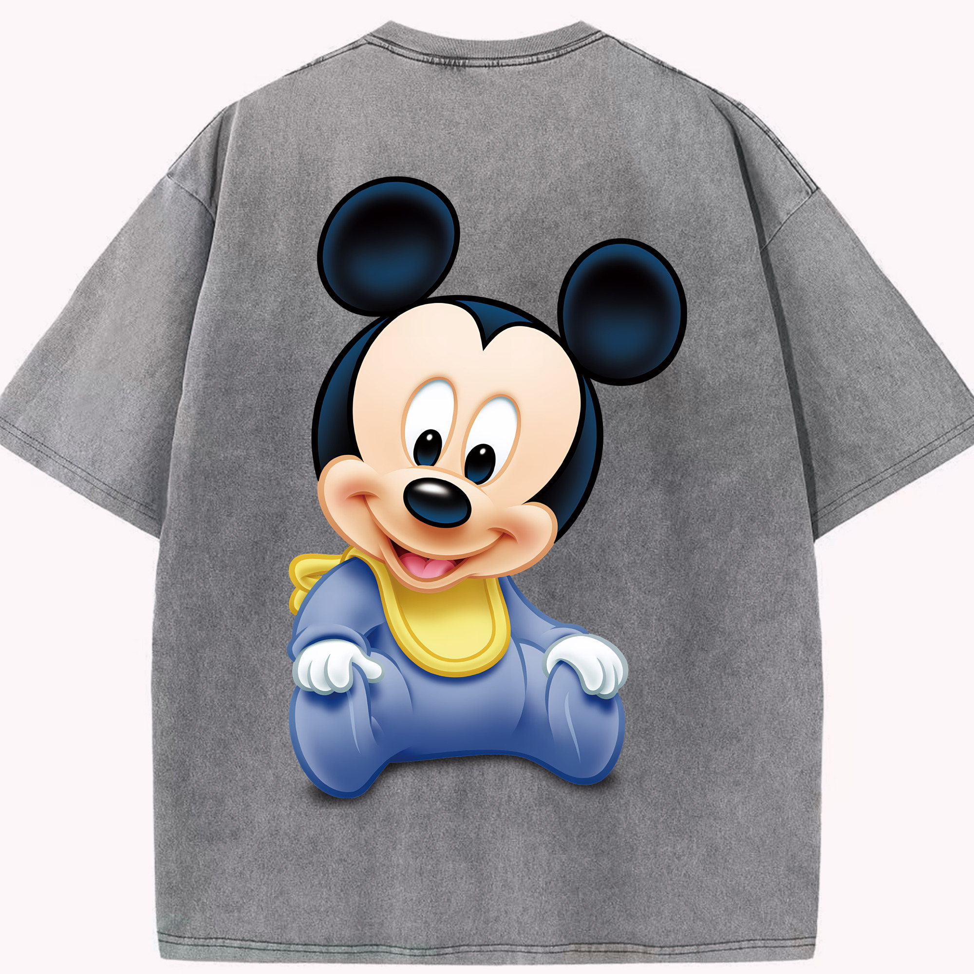 （画像用） ミッキーマウス Mickey Mouse 綿100% ヴィンテージ風 半袖Tシャツ（背面プリント）