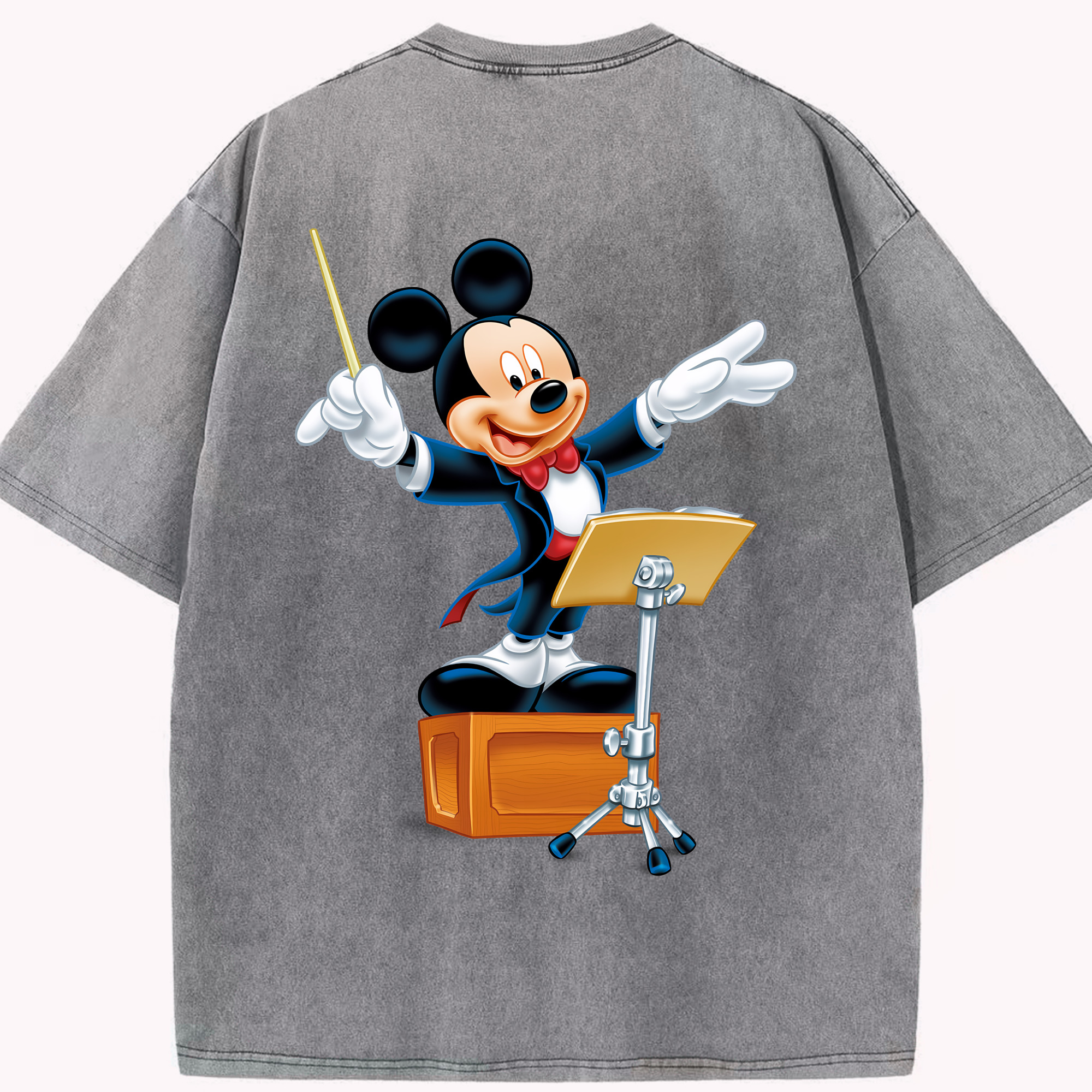 （画像用） ミッキーマウス Mickey Mouse 綿100% ヴィンテージ風 半袖Tシャツ（背面プリント）