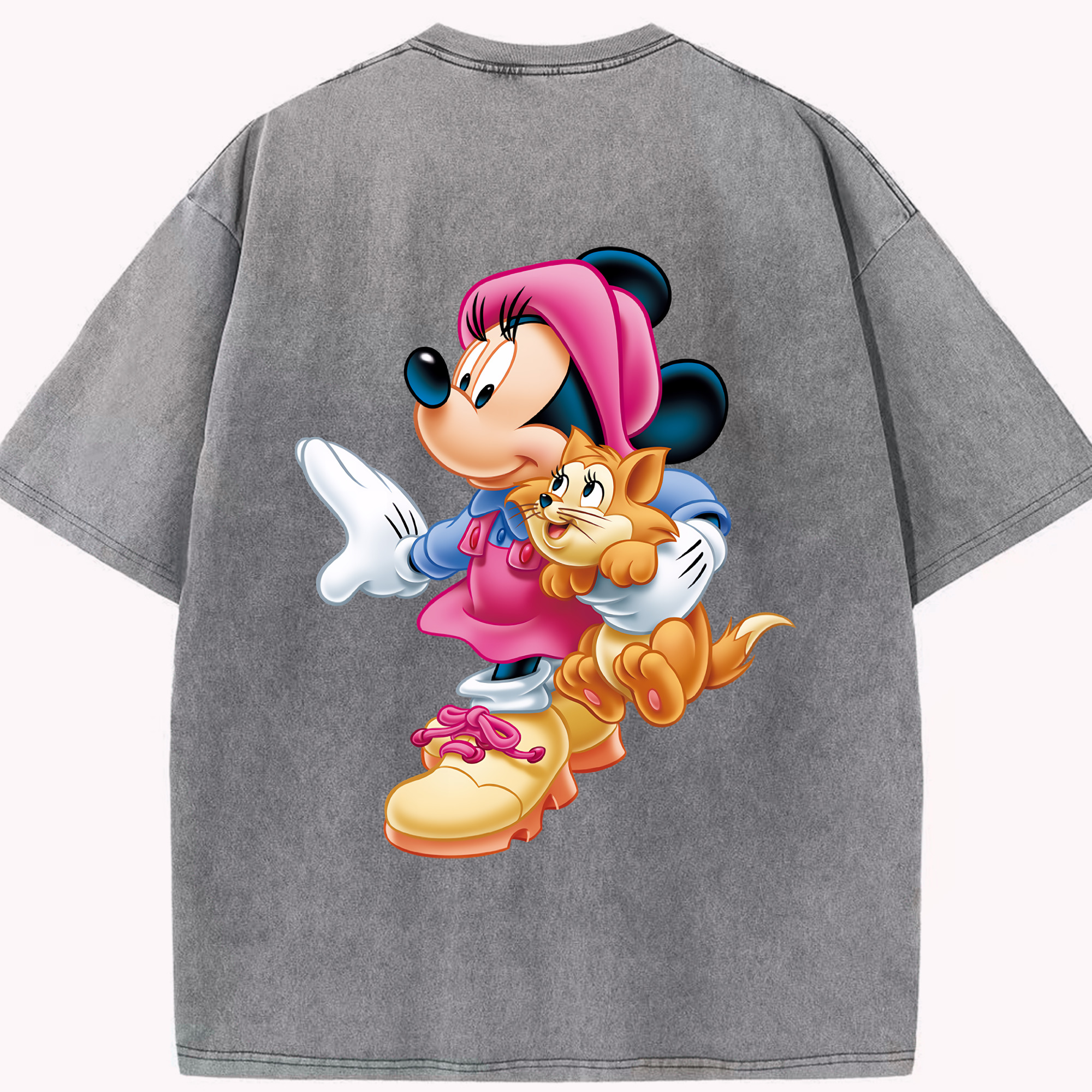 （画像用） ミッキーマウス Mickey Mouse 綿100% ヴィンテージ風 半袖Tシャツ（背面プリント）