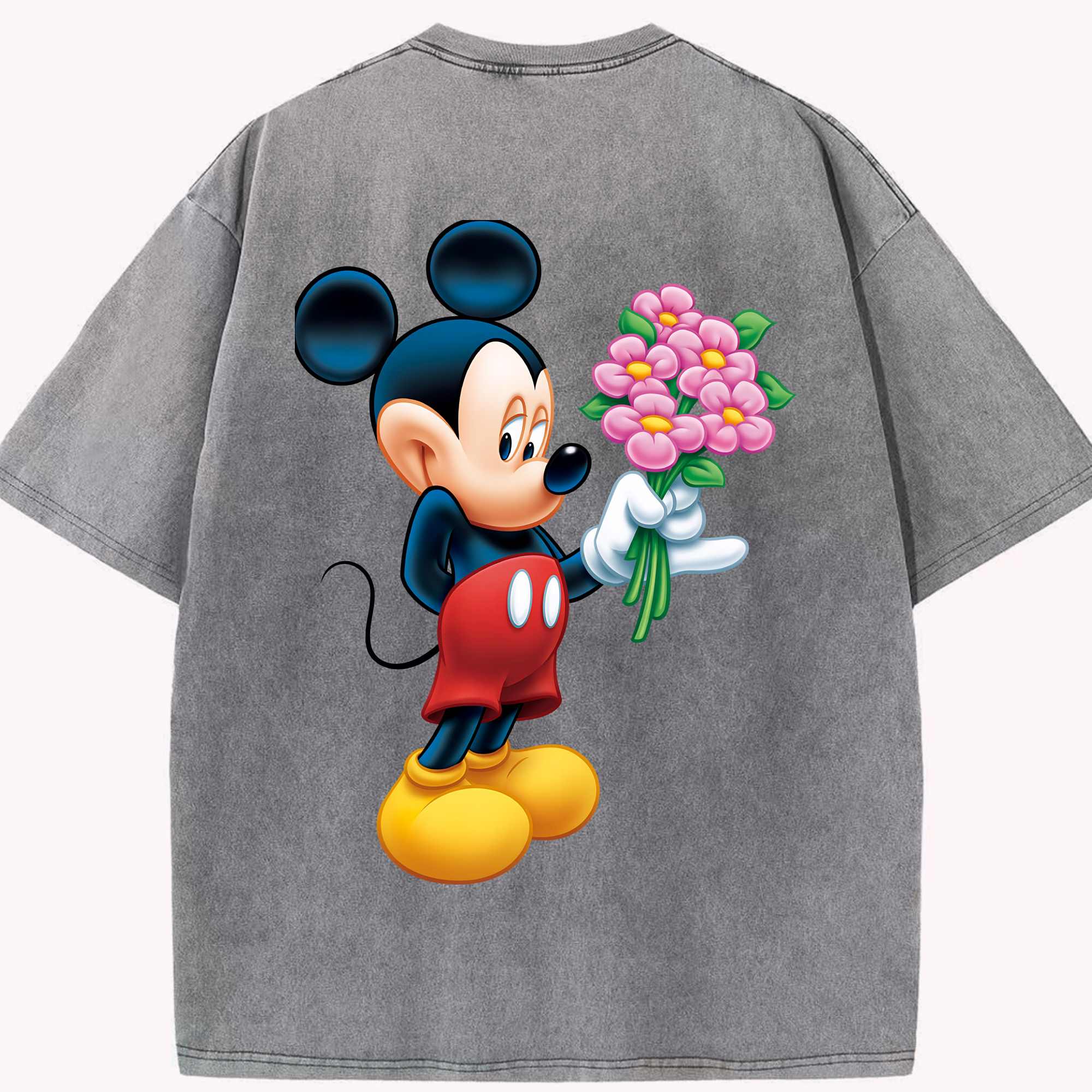 （画像用） ミッキーマウス Mickey Mouse 綿100% ヴィンテージ風 半袖Tシャツ（背面プリント）