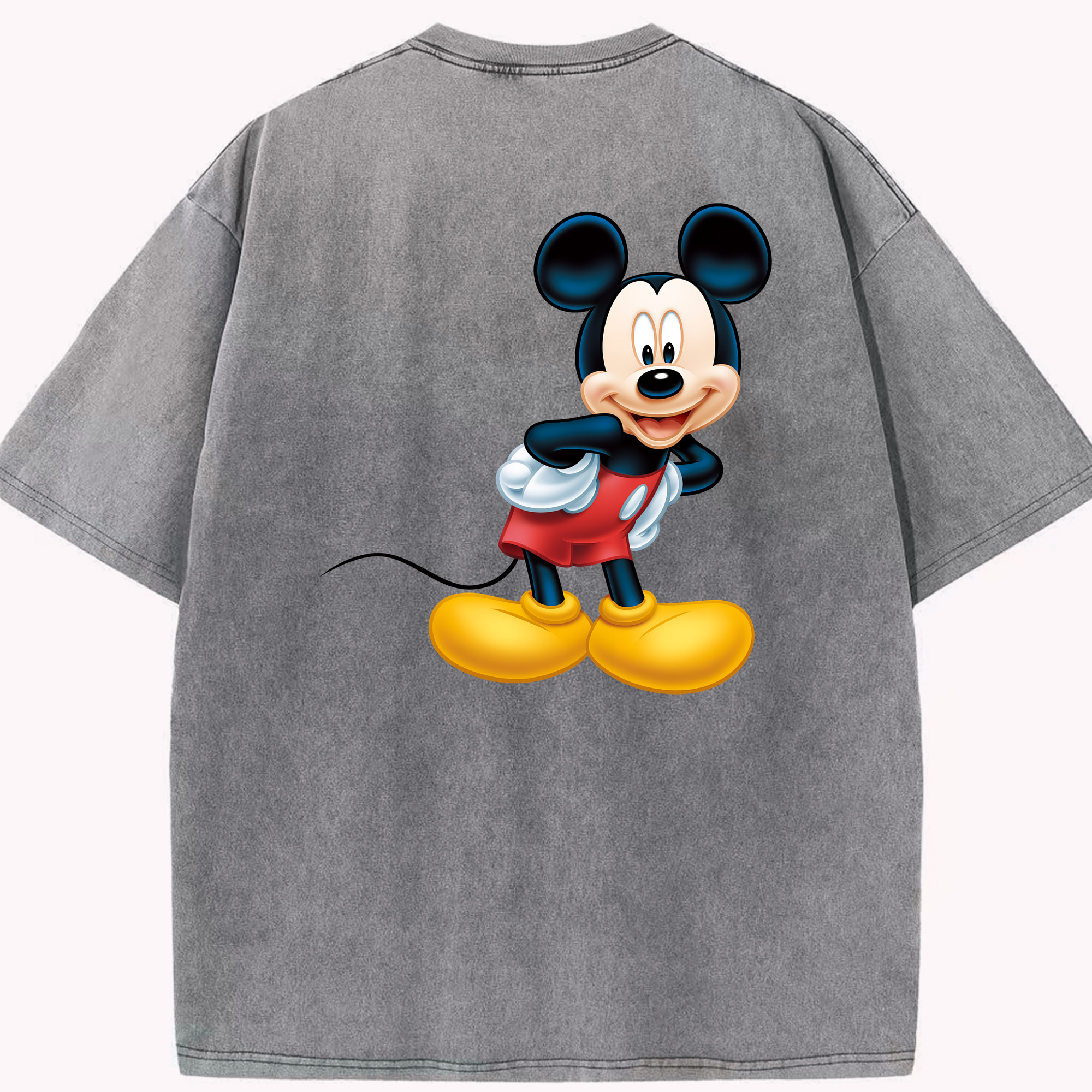 （画像用） ミッキーマウス Mickey Mouse 綿100% ヴィンテージ風 半袖Tシャツ（背面プリント）