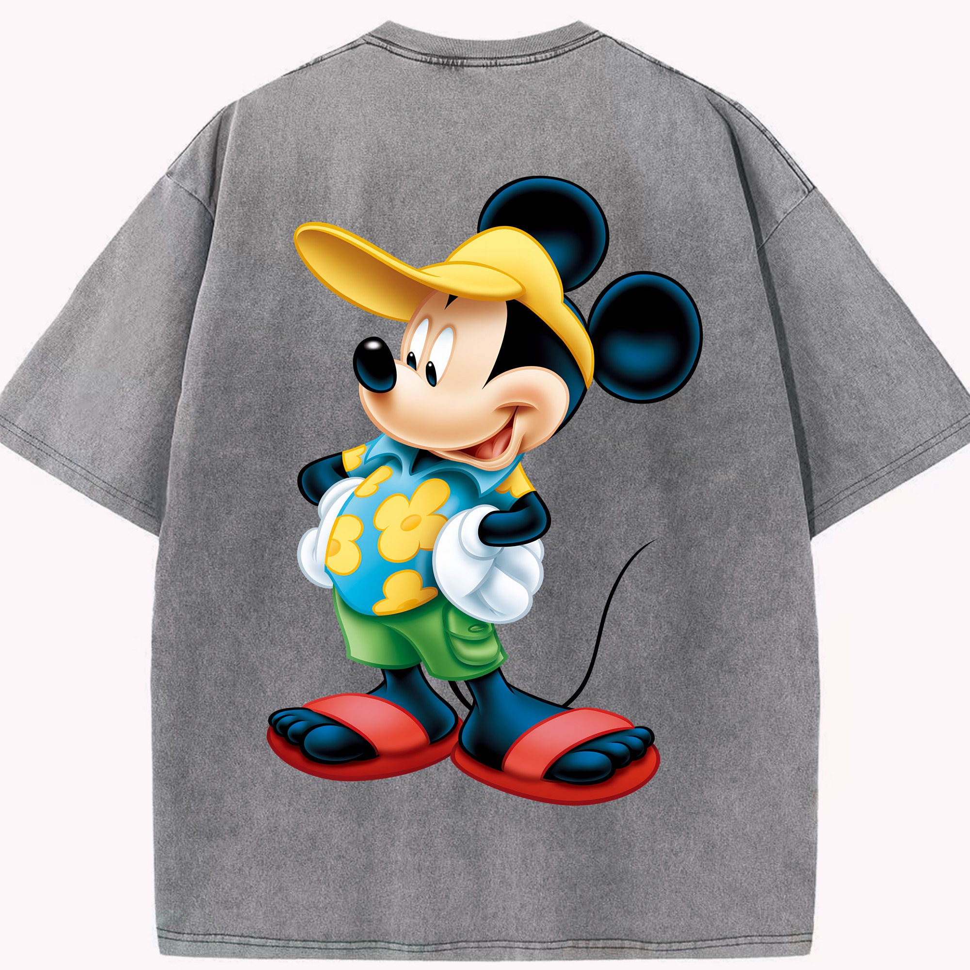 （画像用） ミッキーマウス Mickey Mouse 綿100% ヴィンテージ風 半袖Tシャツ（背面プリント）