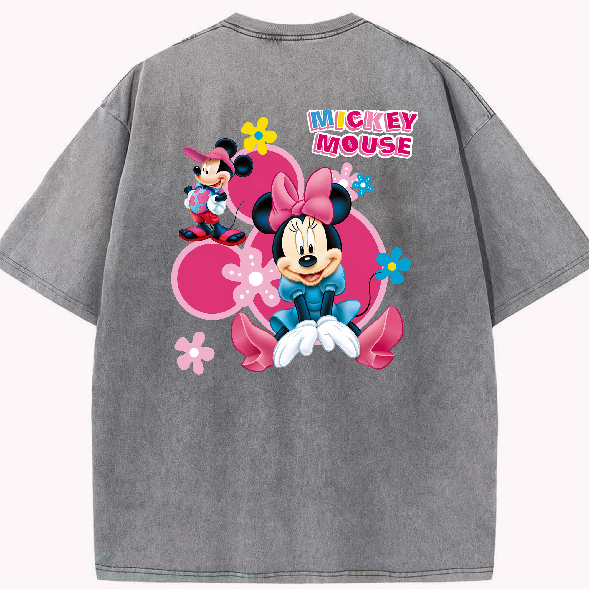 （画像用） ミッキーマウス Mickey Mouse 綿100% ヴィンテージ風 半袖Tシャツ（背面プリント）