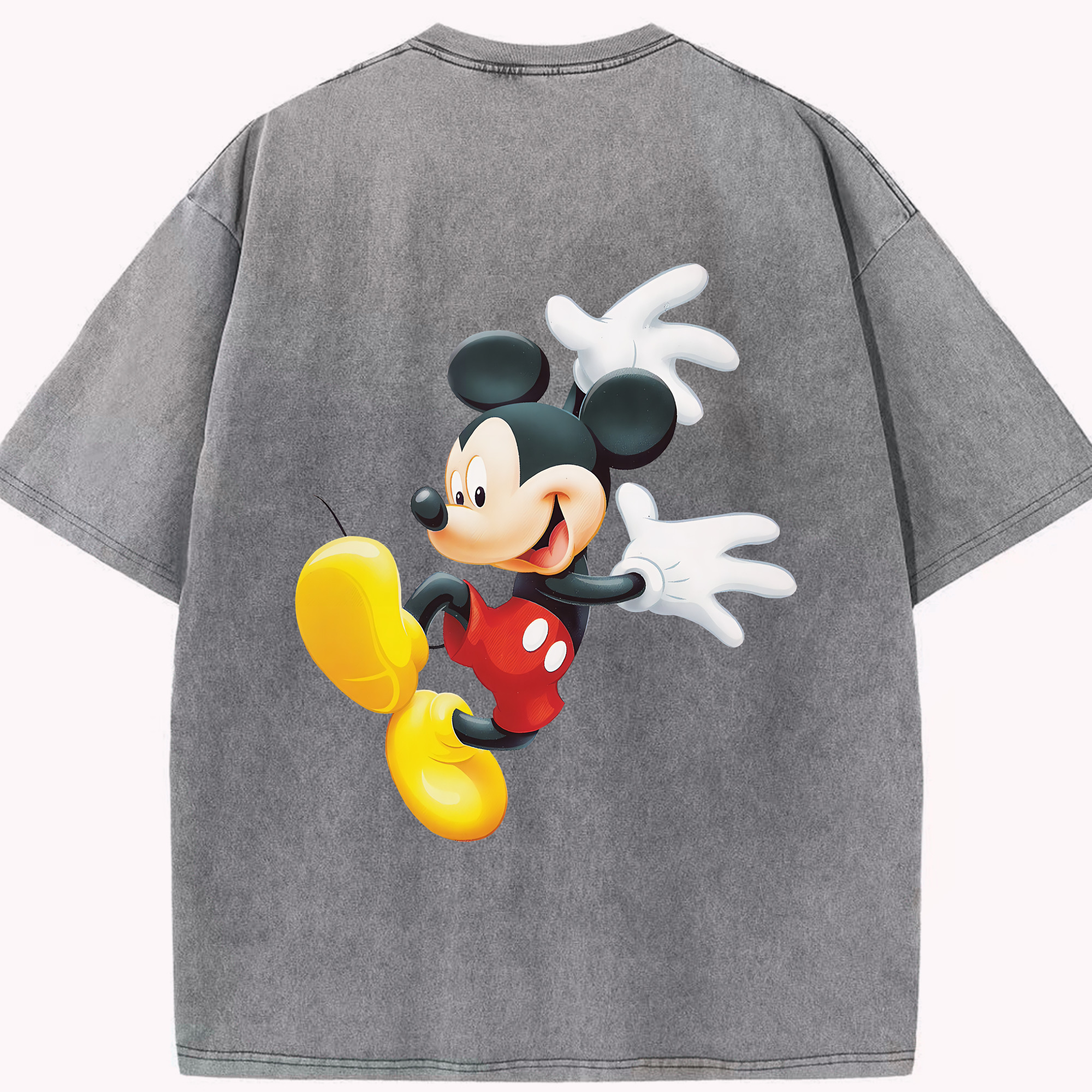 （画像用） ミッキーマウス Mickey Mouse 綿100% ヴィンテージ風 半袖Tシャツ（背面プリント）