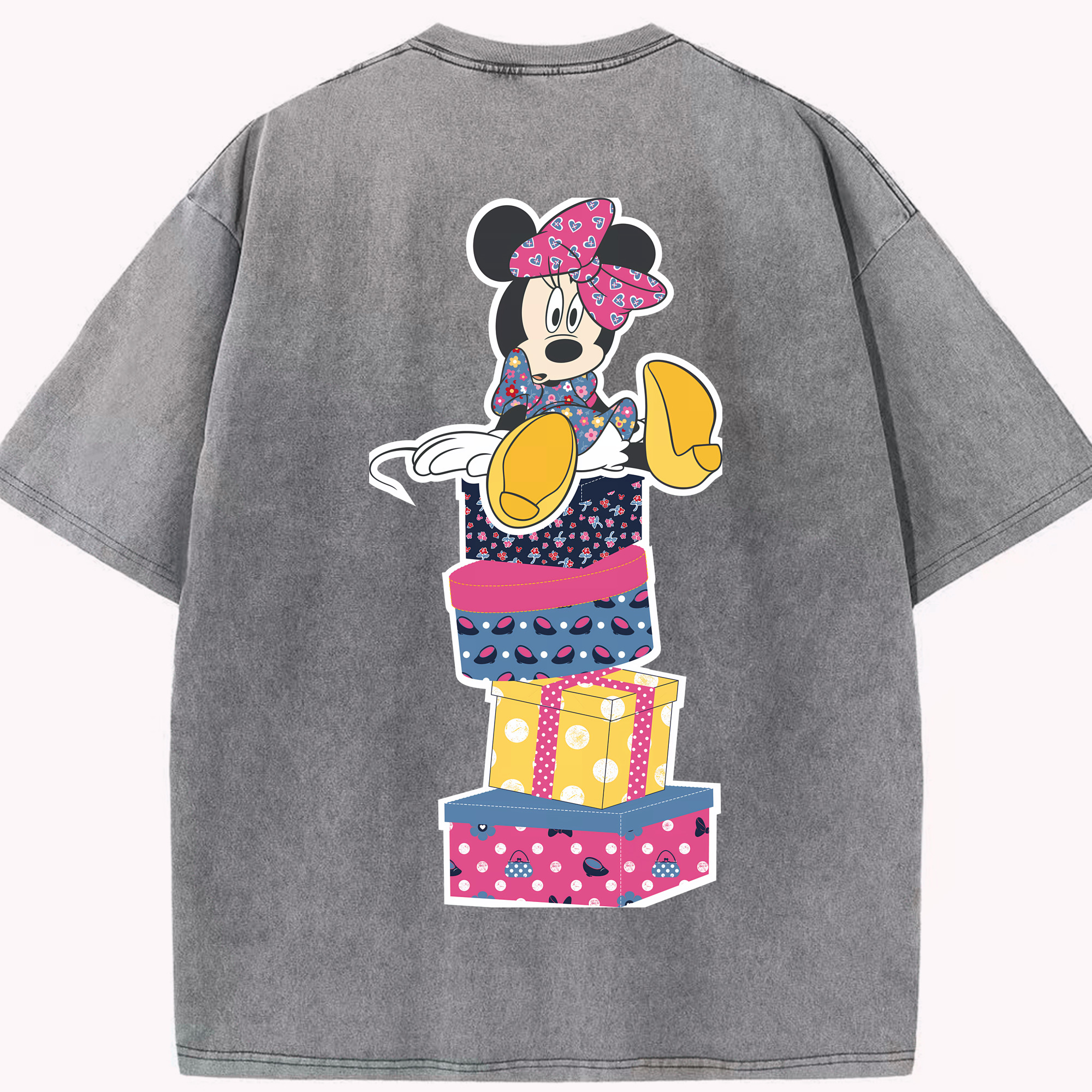 （画像用） ミッキーマウス Mickey Mouse 綿100% ヴィンテージ風 半袖Tシャツ（背面プリント）