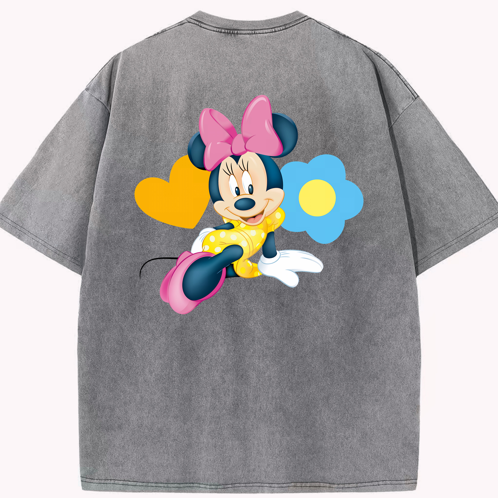 （画像用） ミッキーマウス Mickey Mouse 綿100% ヴィンテージ風 半袖Tシャツ（背面プリント）