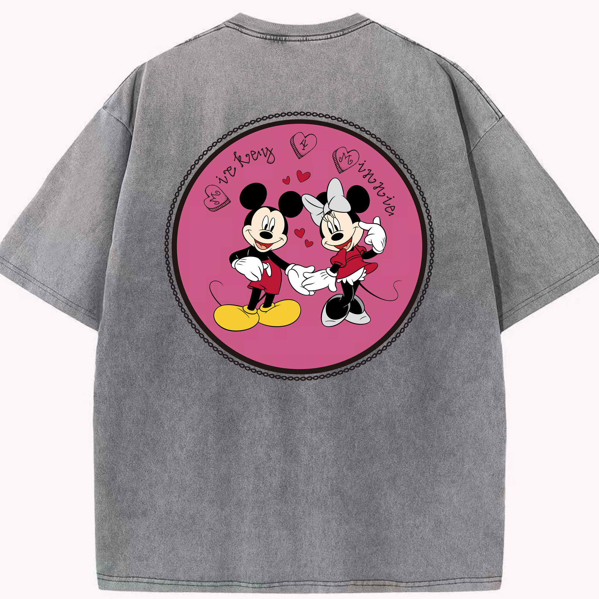 （画像用） ミッキーマウス Mickey Mouse 綿100% ヴィンテージ風 半袖Tシャツ（背面プリント）