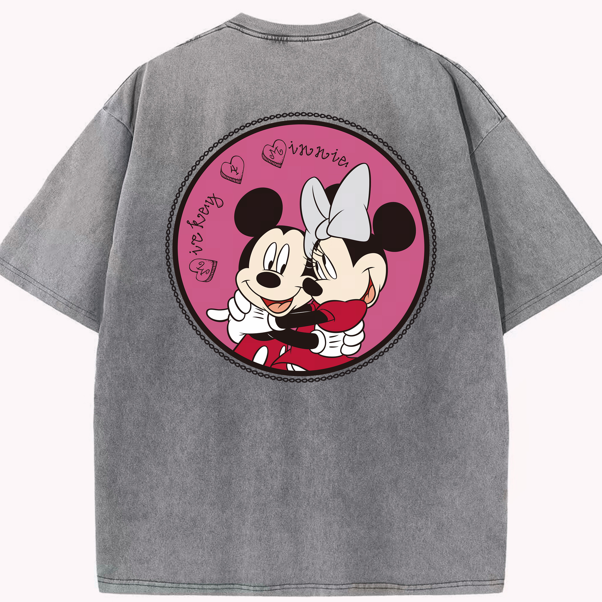 （画像用） ミッキーマウス Mickey Mouse 綿100% ヴィンテージ風 半袖Tシャツ（背面プリント）