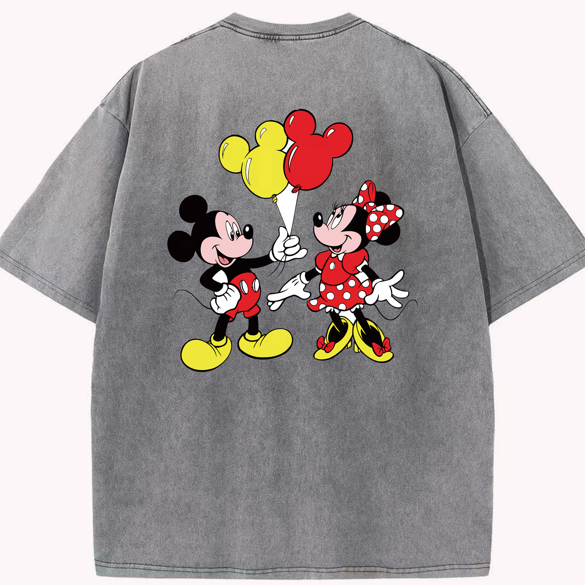 （画像用） ミッキーマウス Mickey Mouse 綿100% ヴィンテージ風 半袖Tシャツ（背面プリント）
