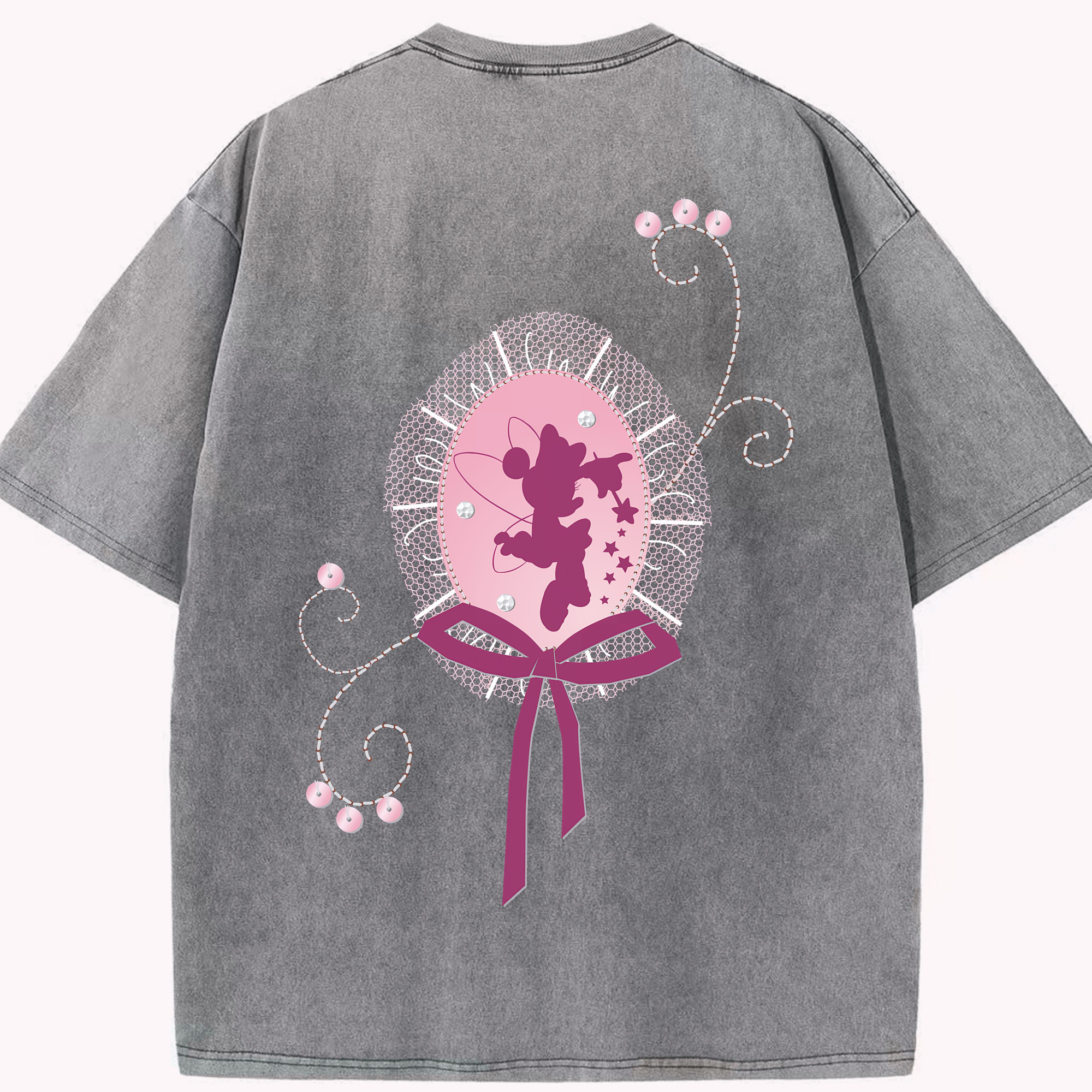 （画像用） ミッキーマウス Mickey Mouse 綿100% ヴィンテージ風 半袖Tシャツ（背面プリント）