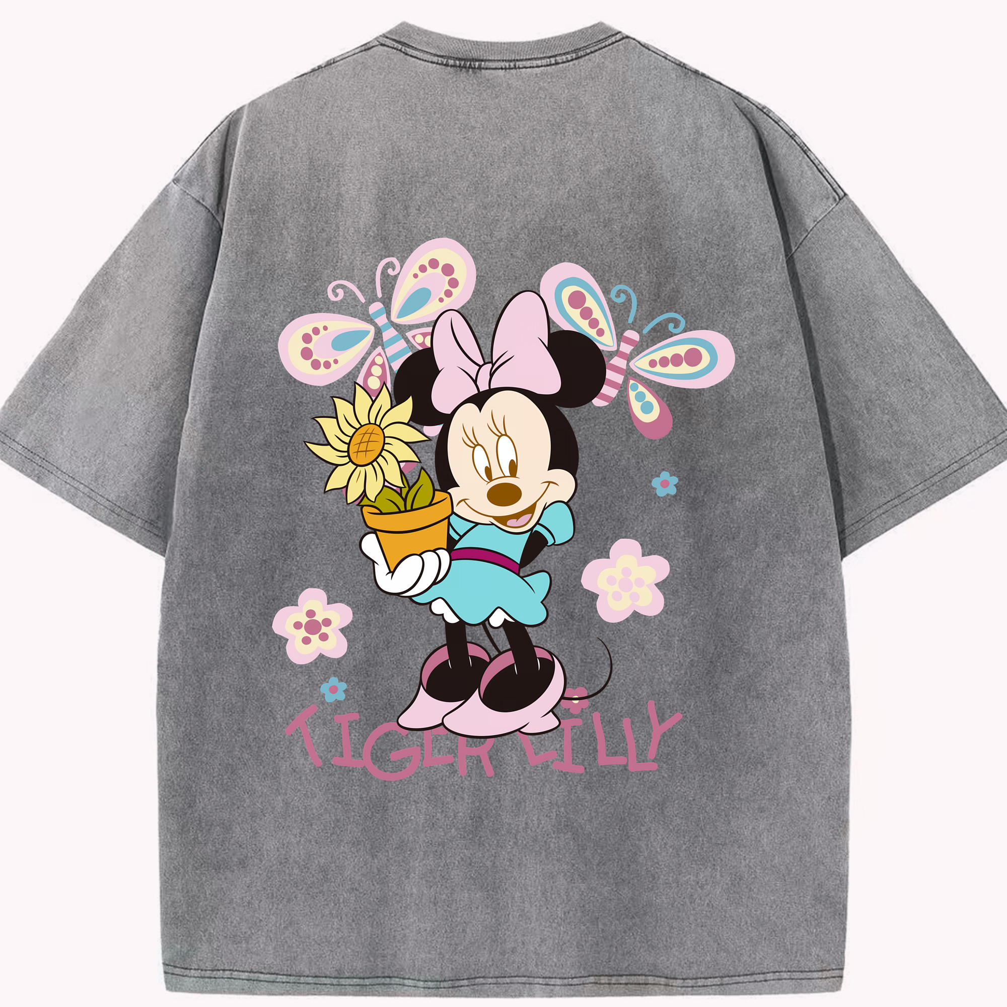 （画像用） ミッキーマウス Mickey Mouse 綿100% ヴィンテージ風 半袖Tシャツ（背面プリント）