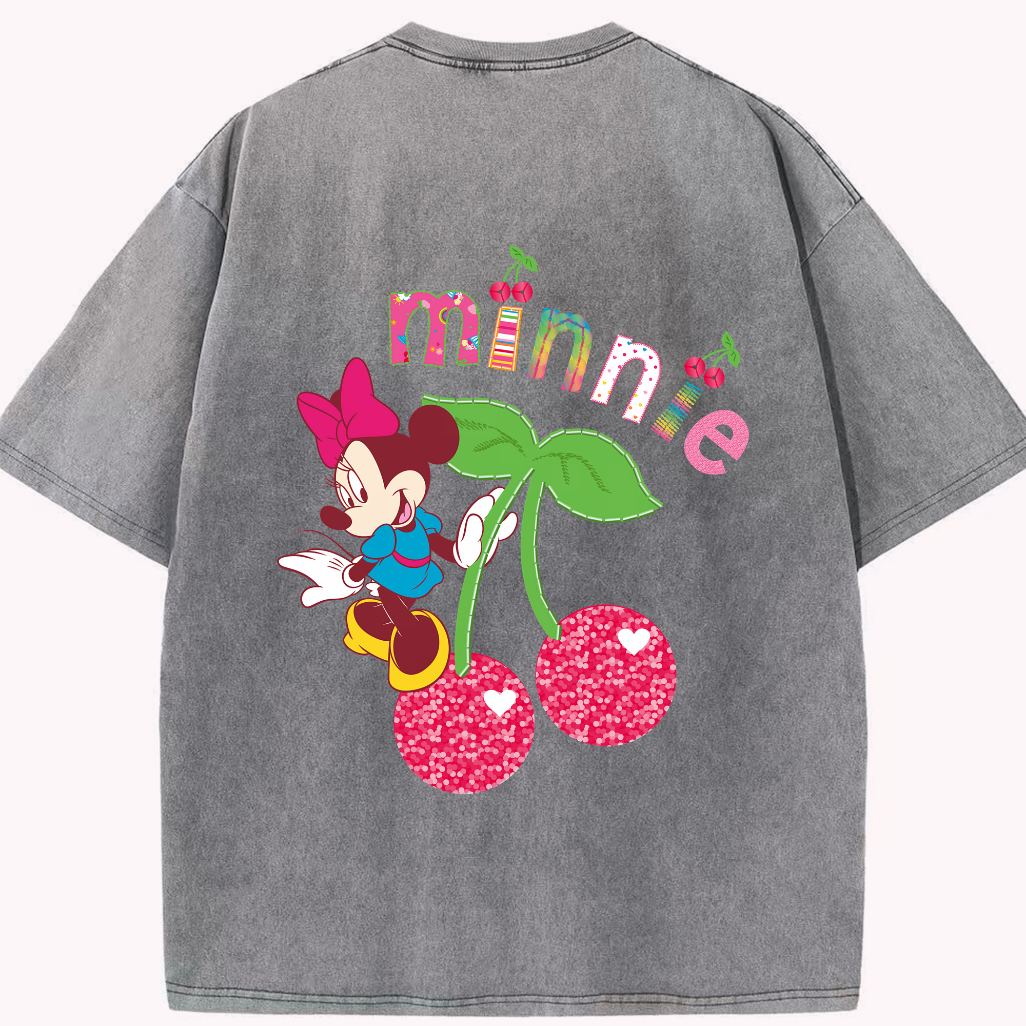 （画像用） ミッキーマウス Mickey Mouse 綿100% ヴィンテージ風 半袖Tシャツ（背面プリント）