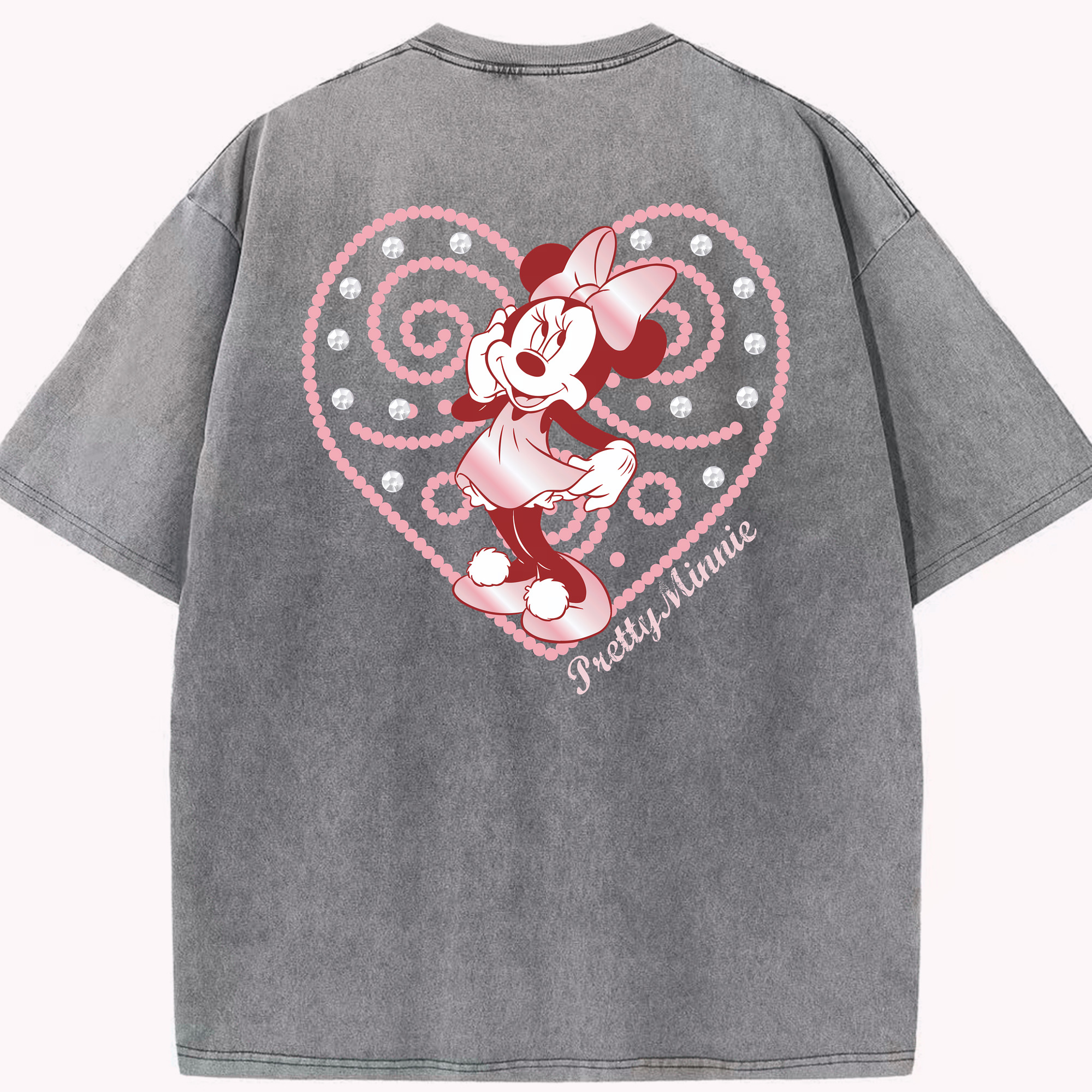 （画像用） ミッキーマウス Mickey Mouse 綿100% ヴィンテージ風 半袖Tシャツ（背面プリント）