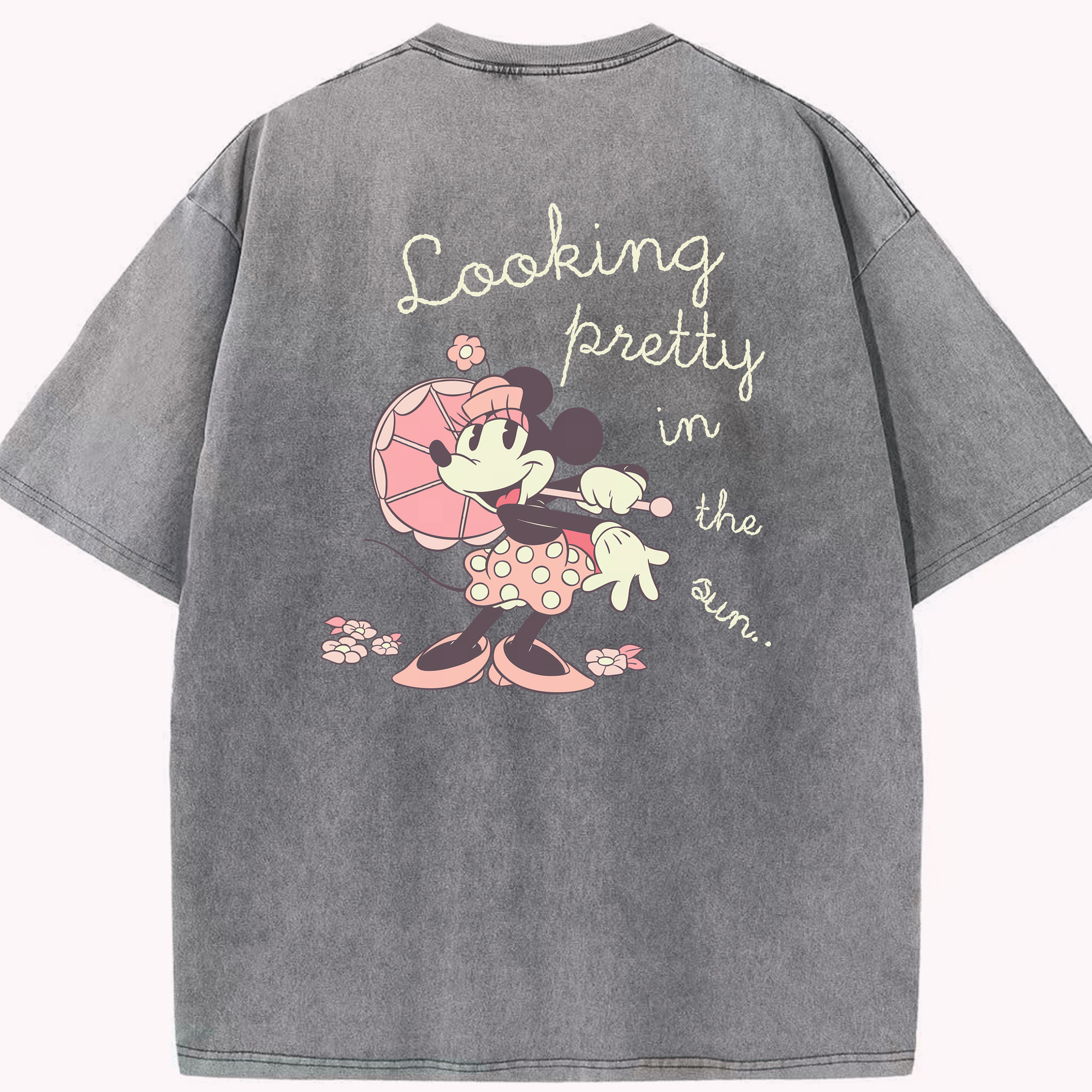 （画像用） ミッキーマウス Mickey Mouse 綿100% ヴィンテージ風 半袖Tシャツ（背面プリント）
