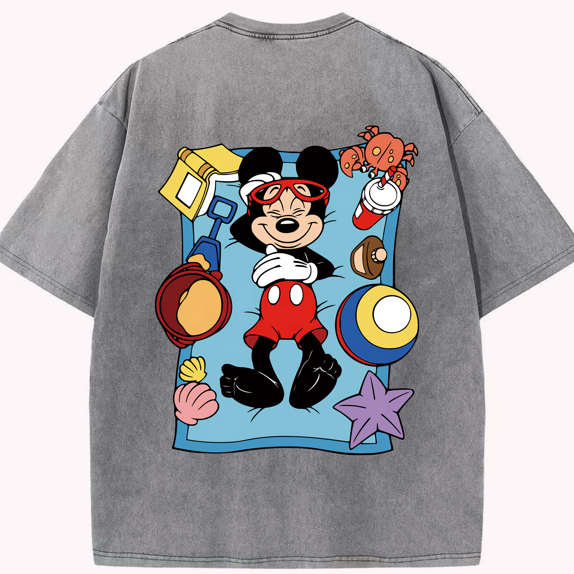 （画像用） ミッキーマウス Mickey Mouse 綿100% ヴィンテージ風 半袖Tシャツ（背面プリント）