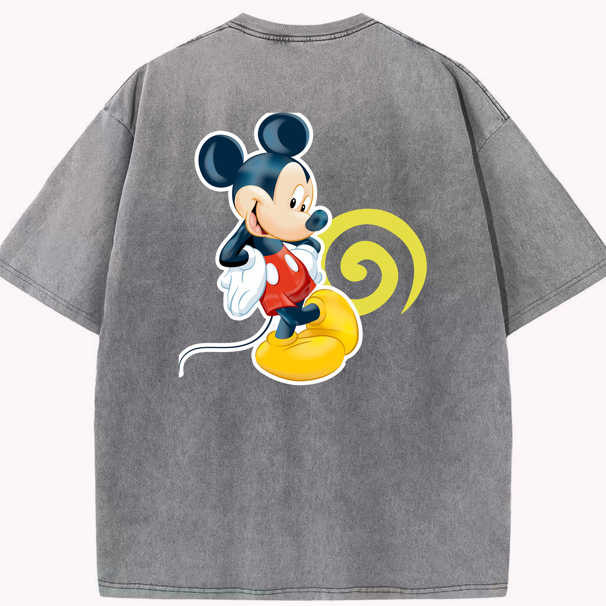 （画像用） ミッキーマウス Mickey Mouse 綿100% ヴィンテージ風 半袖Tシャツ（背面プリント）