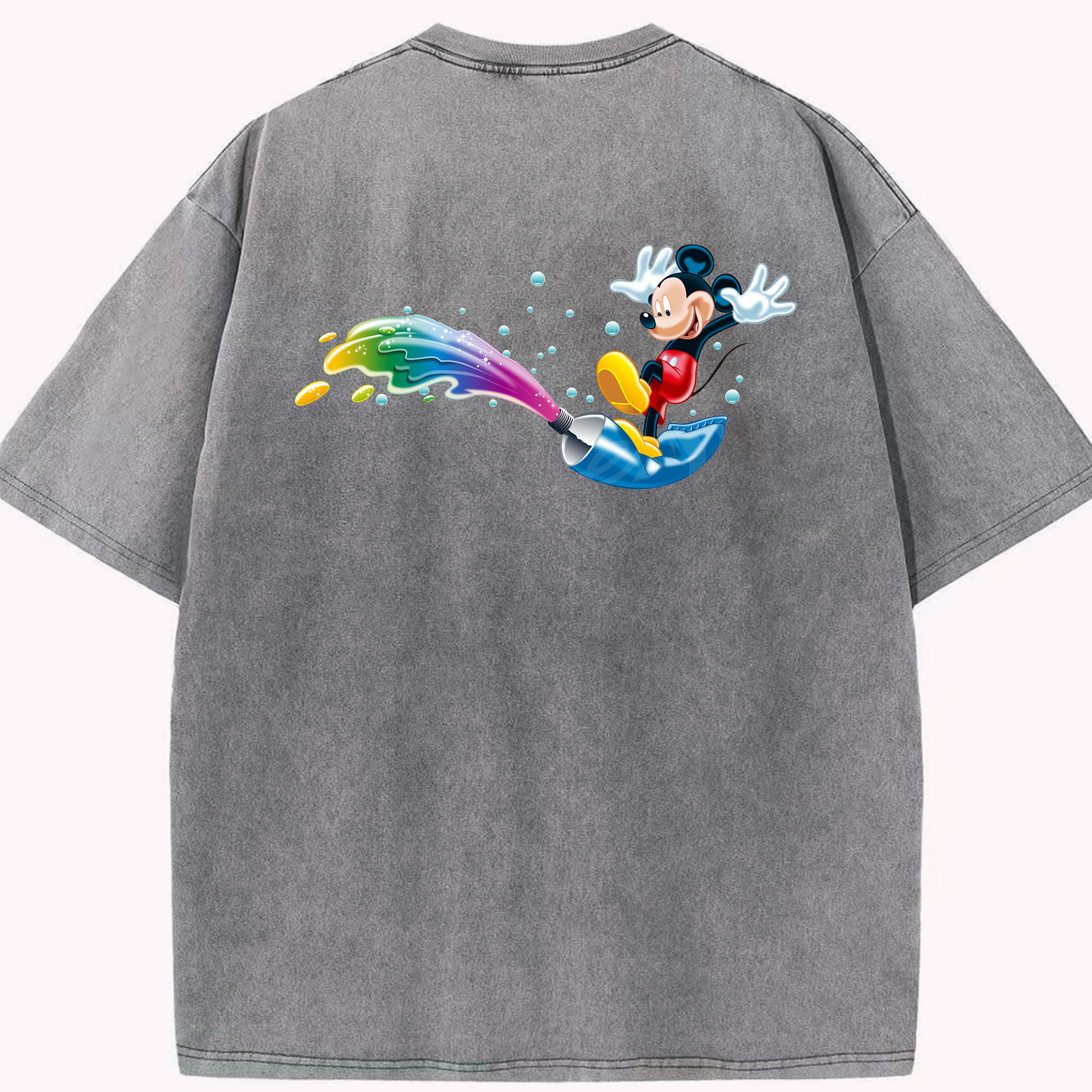 （画像用） ミッキーマウス Mickey Mouse 綿100% ヴィンテージ風 半袖Tシャツ（背面プリント）