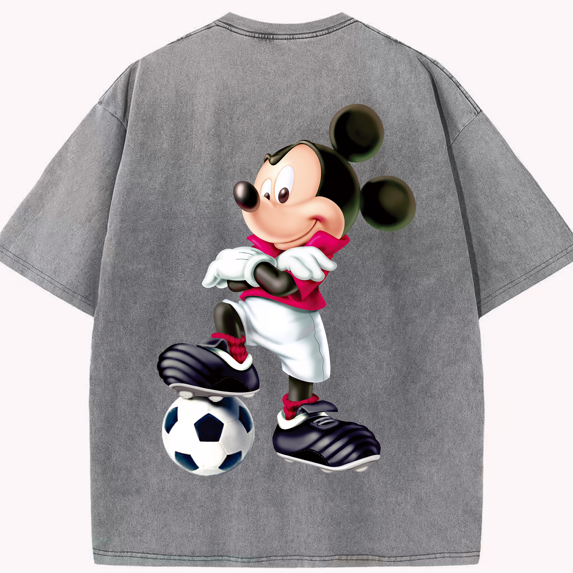（画像用） ミッキーマウス Mickey Mouse 綿100% ヴィンテージ風 半袖Tシャツ（背面プリント）