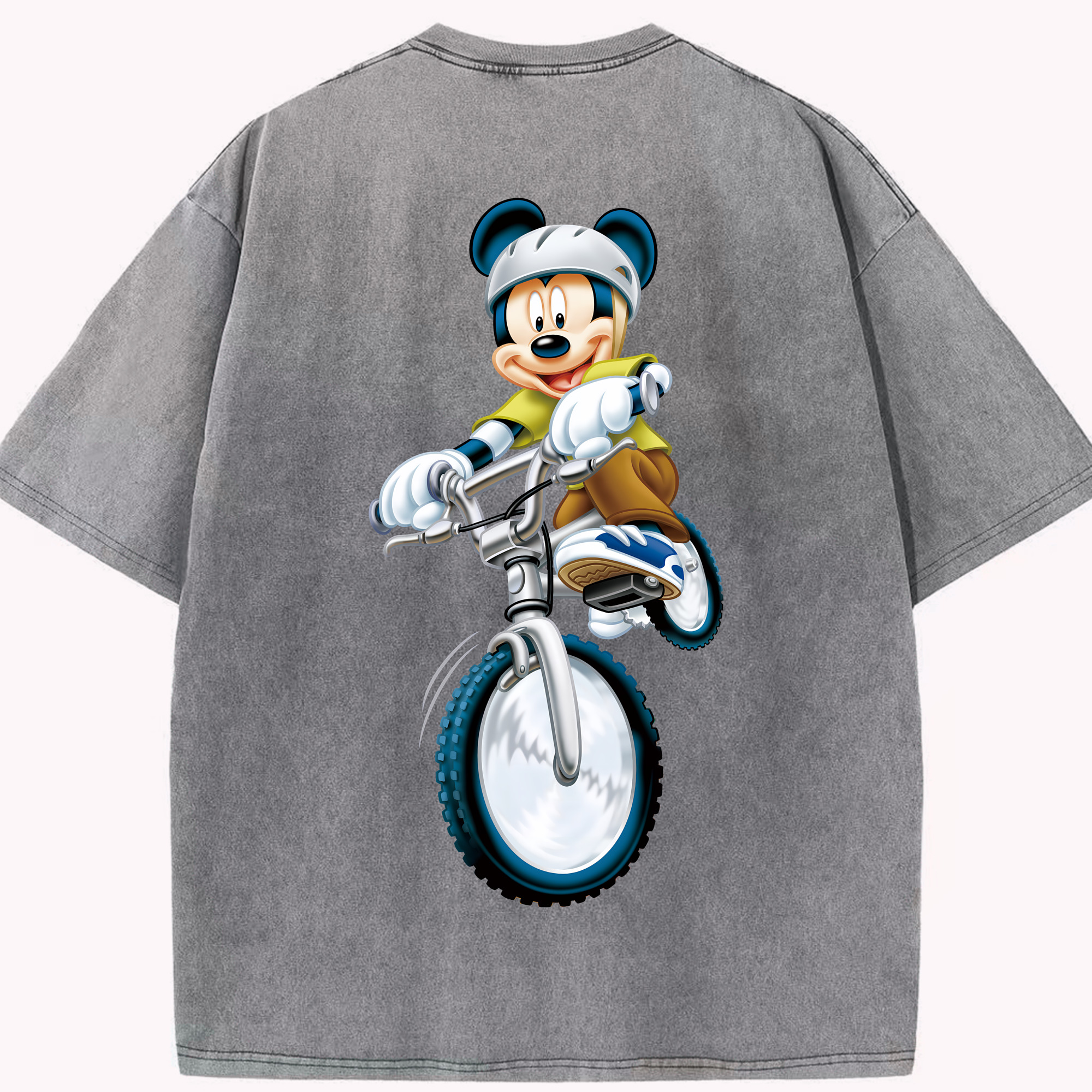 （画像用） ミッキーマウス Mickey Mouse 綿100% ヴィンテージ風 半袖Tシャツ（背面プリント）