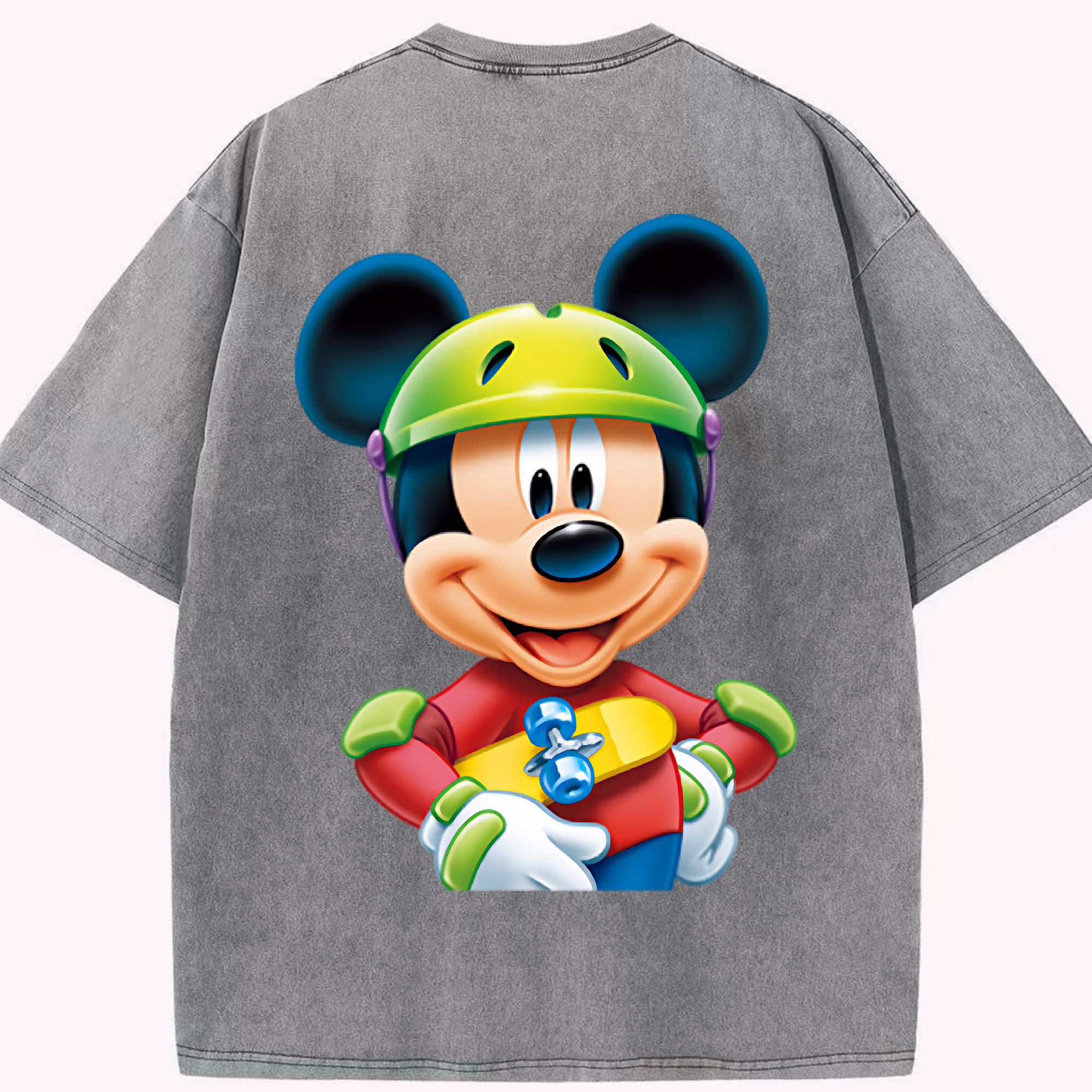 （画像用） ミッキーマウス Mickey Mouse 綿100% ヴィンテージ風 半袖Tシャツ（背面プリント）