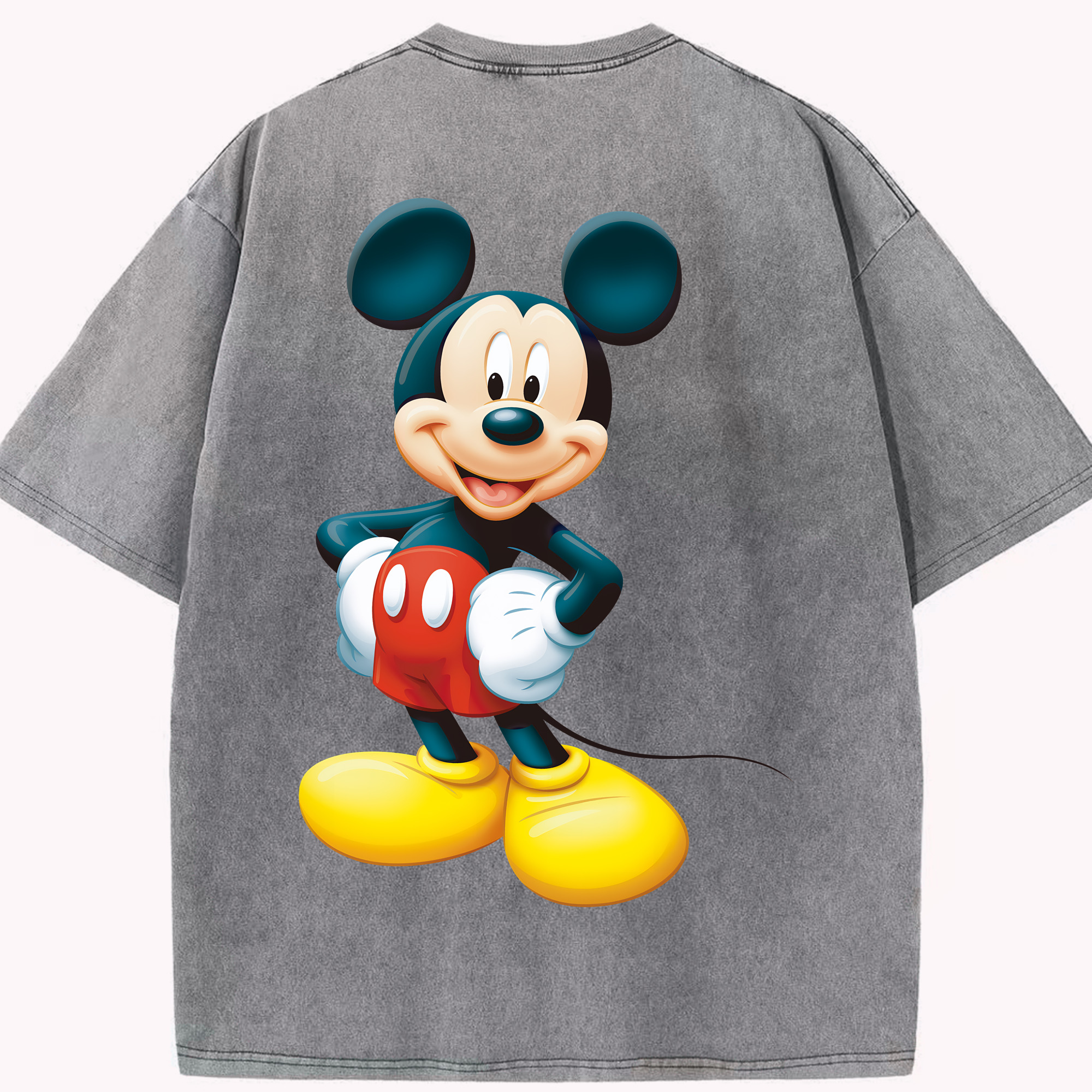 （画像用） ミッキーマウス Mickey Mouse 綿100% ヴィンテージ風 半袖Tシャツ（背面プリント）