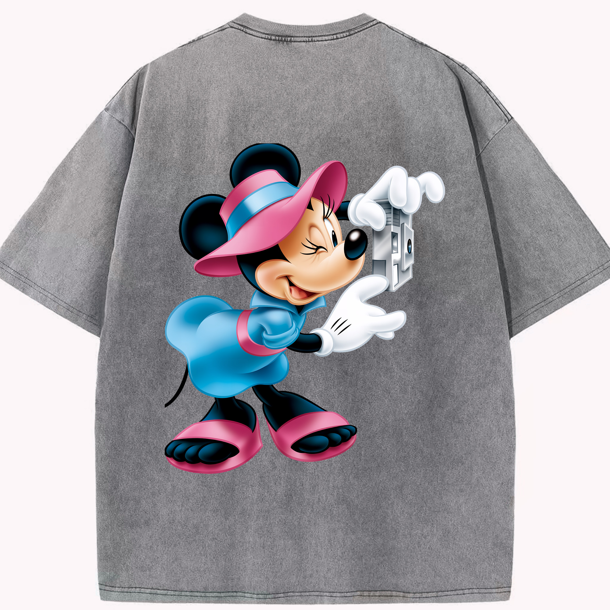（画像用） ミッキーマウス Mickey Mouse 綿100% ヴィンテージ風 半袖Tシャツ（背面プリント）