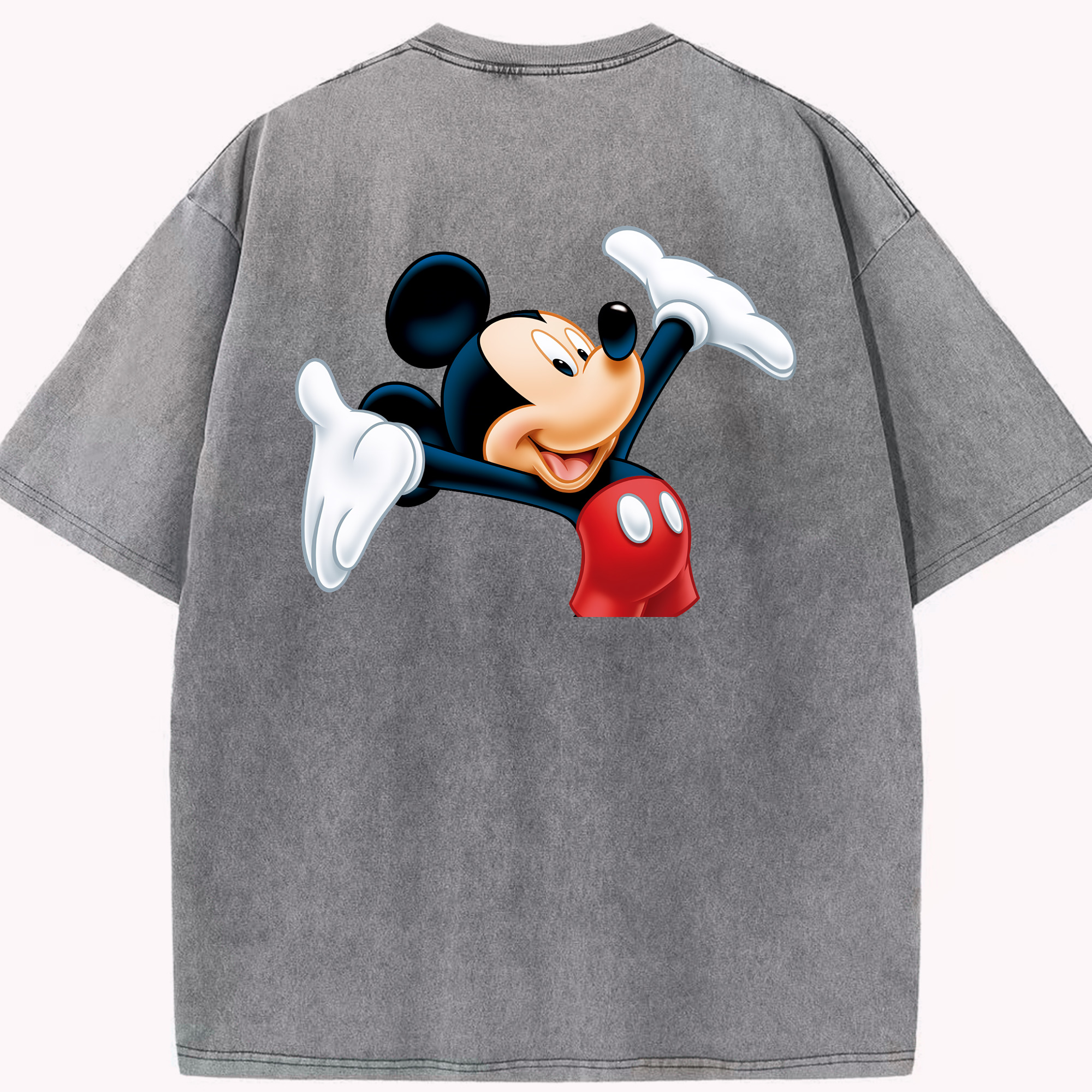 （画像用） ミッキーマウス Mickey Mouse 綿100% ヴィンテージ風 半袖Tシャツ（背面プリント）