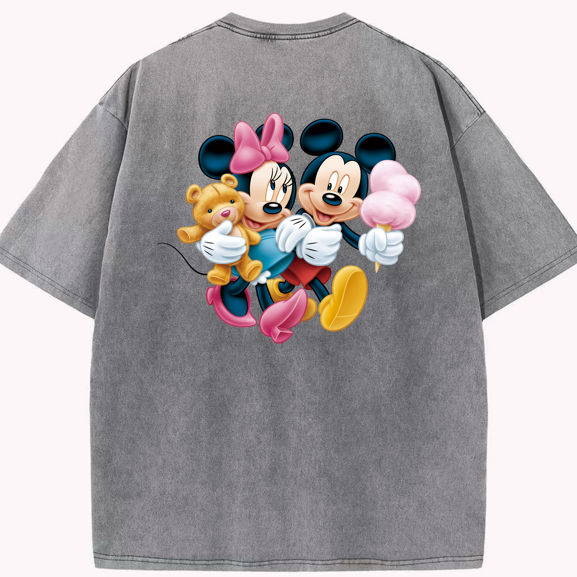 （画像用） ミッキーマウス Mickey Mouse 綿100% ヴィンテージ風 半袖Tシャツ（背面プリント）