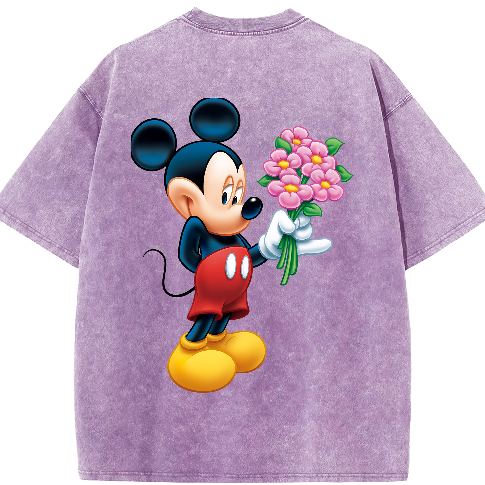 （画像用） ミッキーマウス Mickey Mouse 綿100% ヴィンテージ風 半袖Tシャツ（背面プリント）