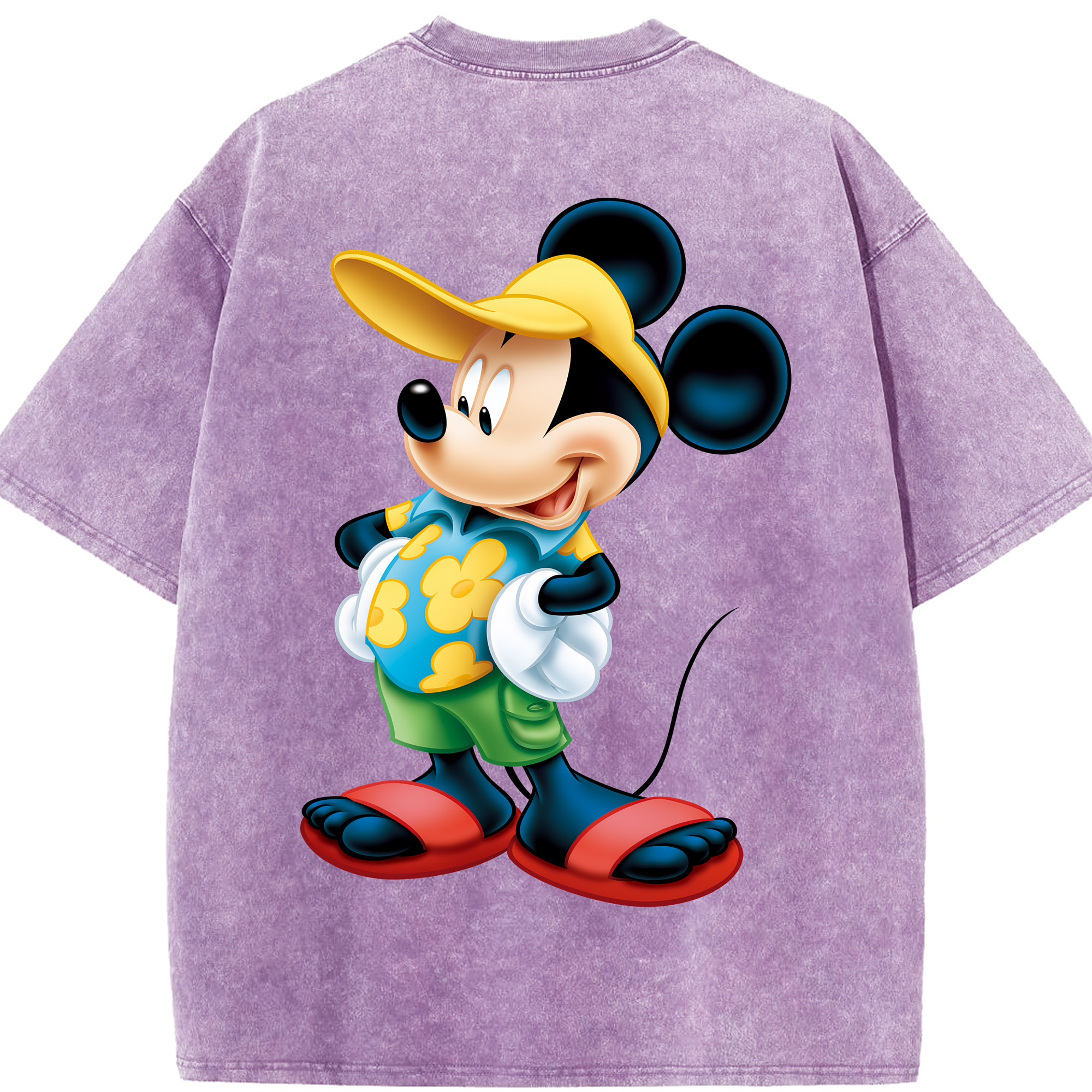 （画像用） ミッキーマウス Mickey Mouse 綿100% ヴィンテージ風 半袖Tシャツ（背面プリント）