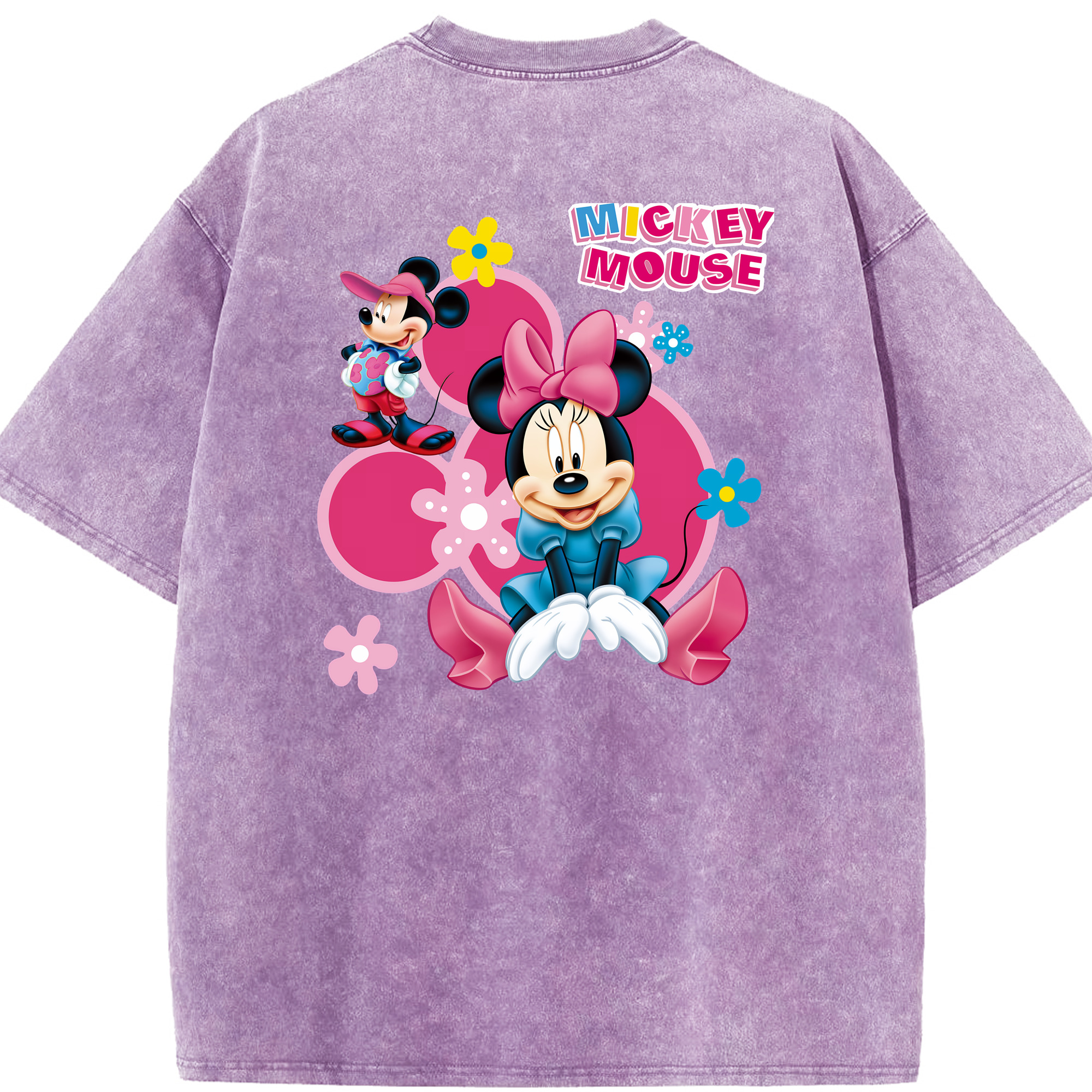 （画像用） ミッキーマウス Mickey Mouse 綿100% ヴィンテージ風 半袖Tシャツ（背面プリント）