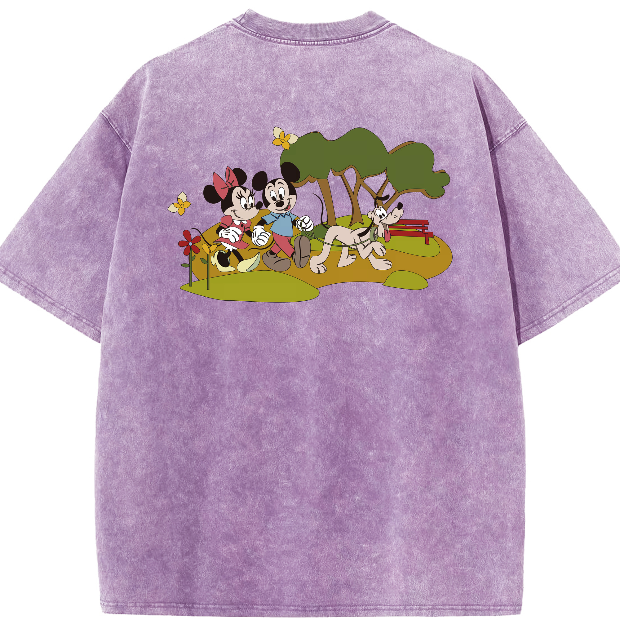 （画像用） ミッキーマウス Mickey Mouse 綿100% ヴィンテージ風 半袖Tシャツ（背面プリント）
