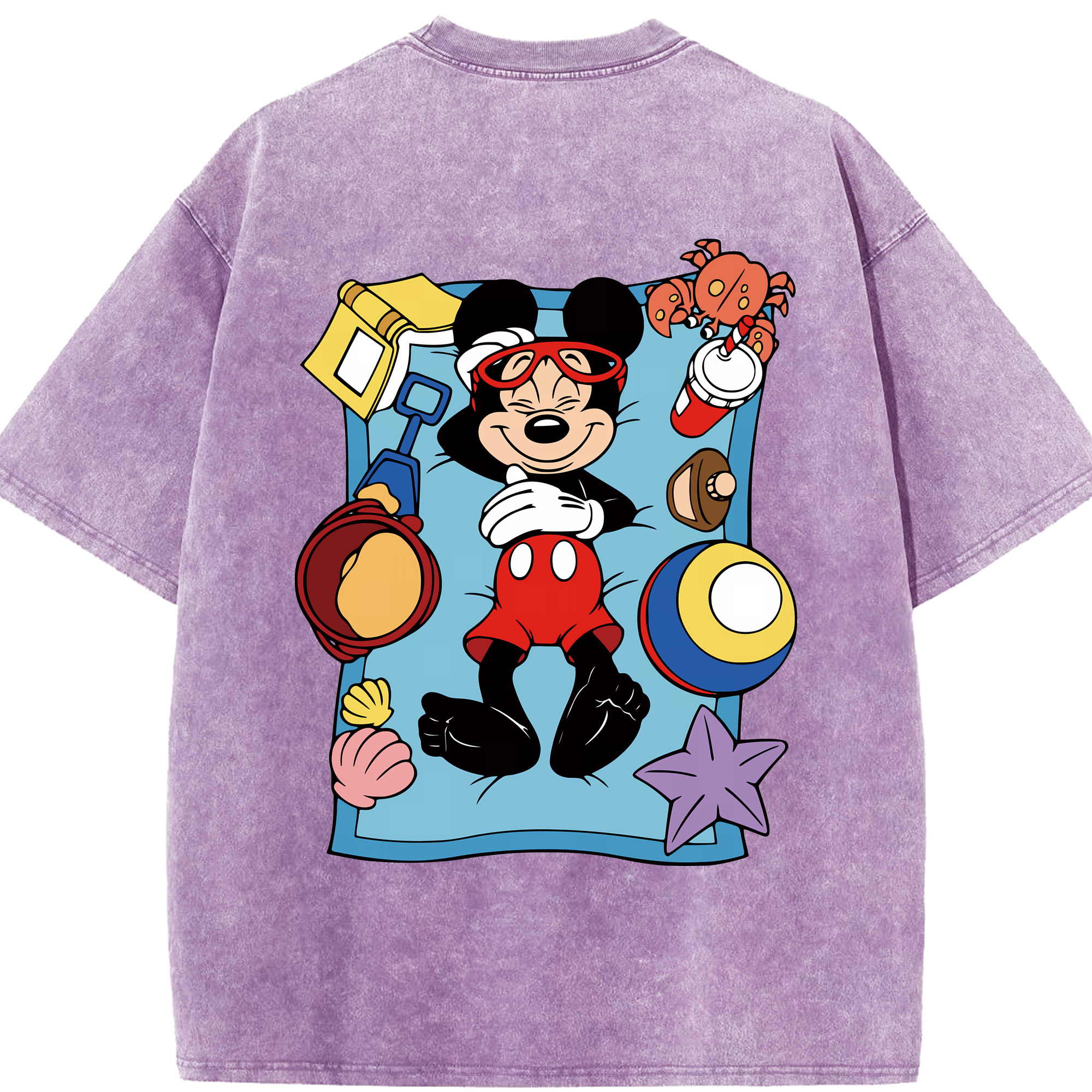 （画像用） ミッキーマウス Mickey Mouse 綿100% ヴィンテージ風 半袖Tシャツ（背面プリント）