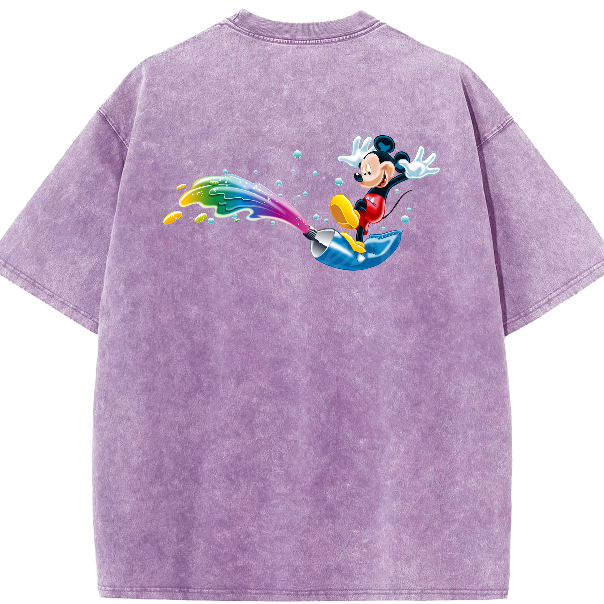 （画像用） ミッキーマウス Mickey Mouse 綿100% ヴィンテージ風 半袖Tシャツ（背面プリント）