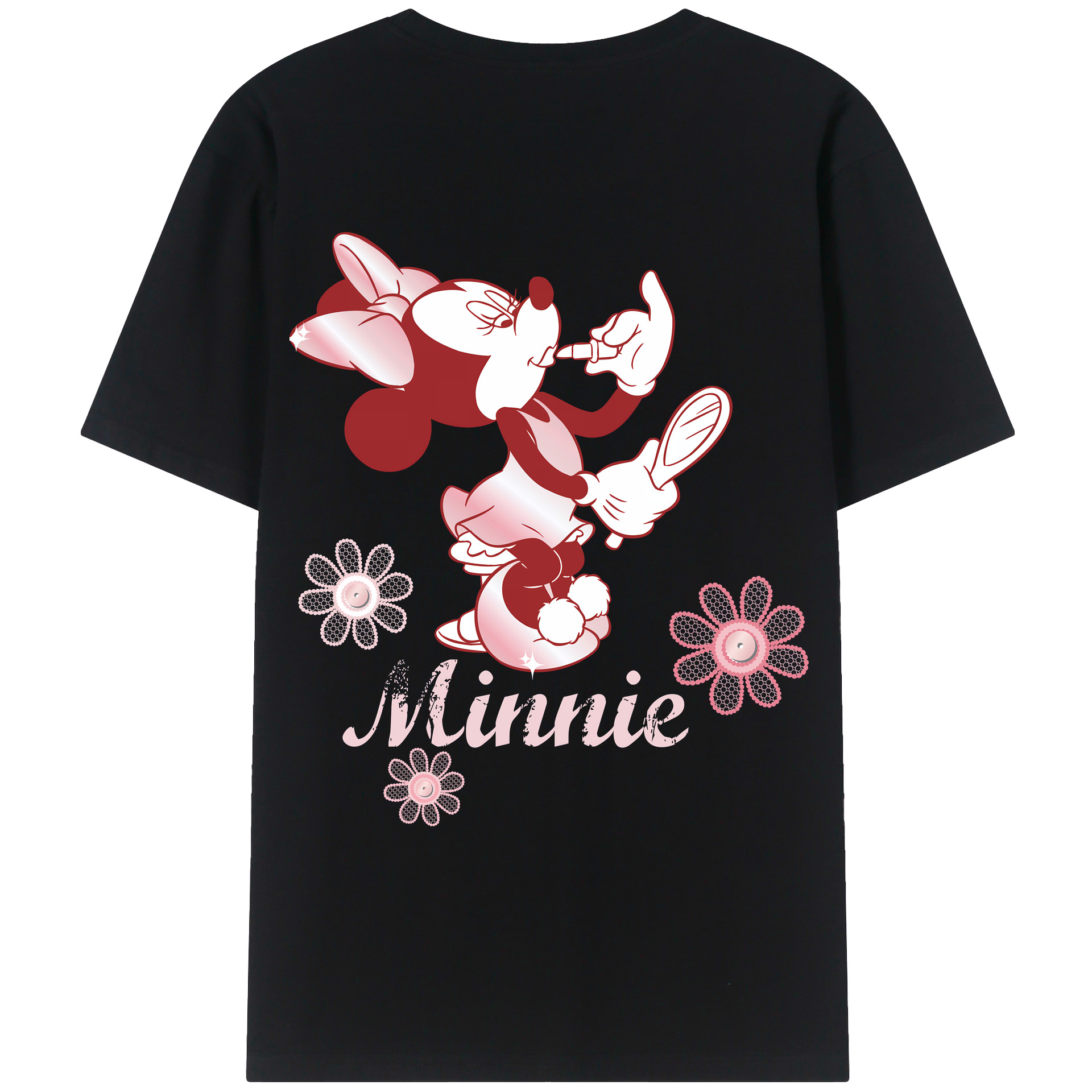 （画像用） ミッキーマウス Mickey Mouse 綿100％ メンズ半袖Tシャツ（バックプリント） 通気性
