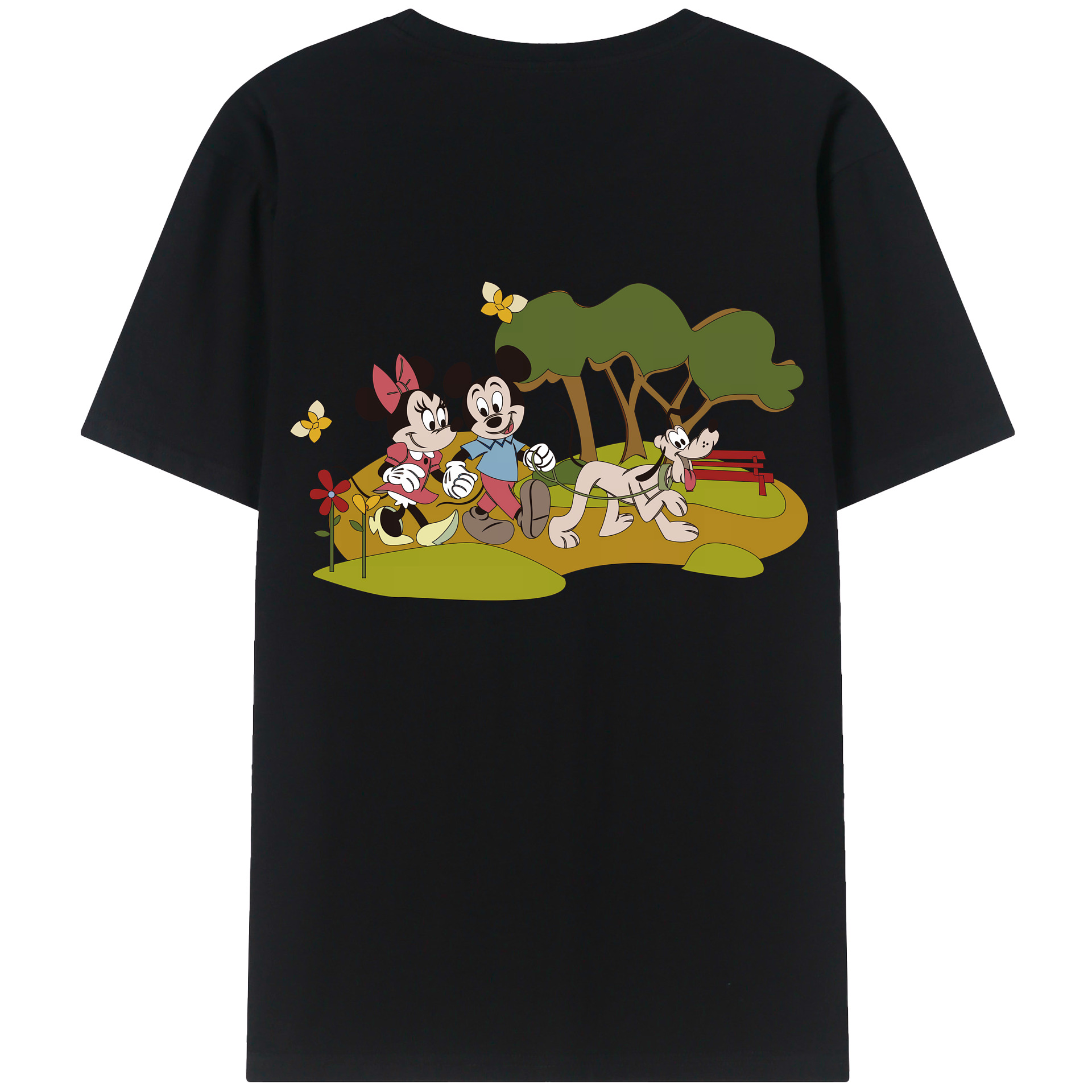 （画像用） ミッキーマウス Mickey Mouse 綿100％ メンズ半袖Tシャツ（バックプリント） 通気性