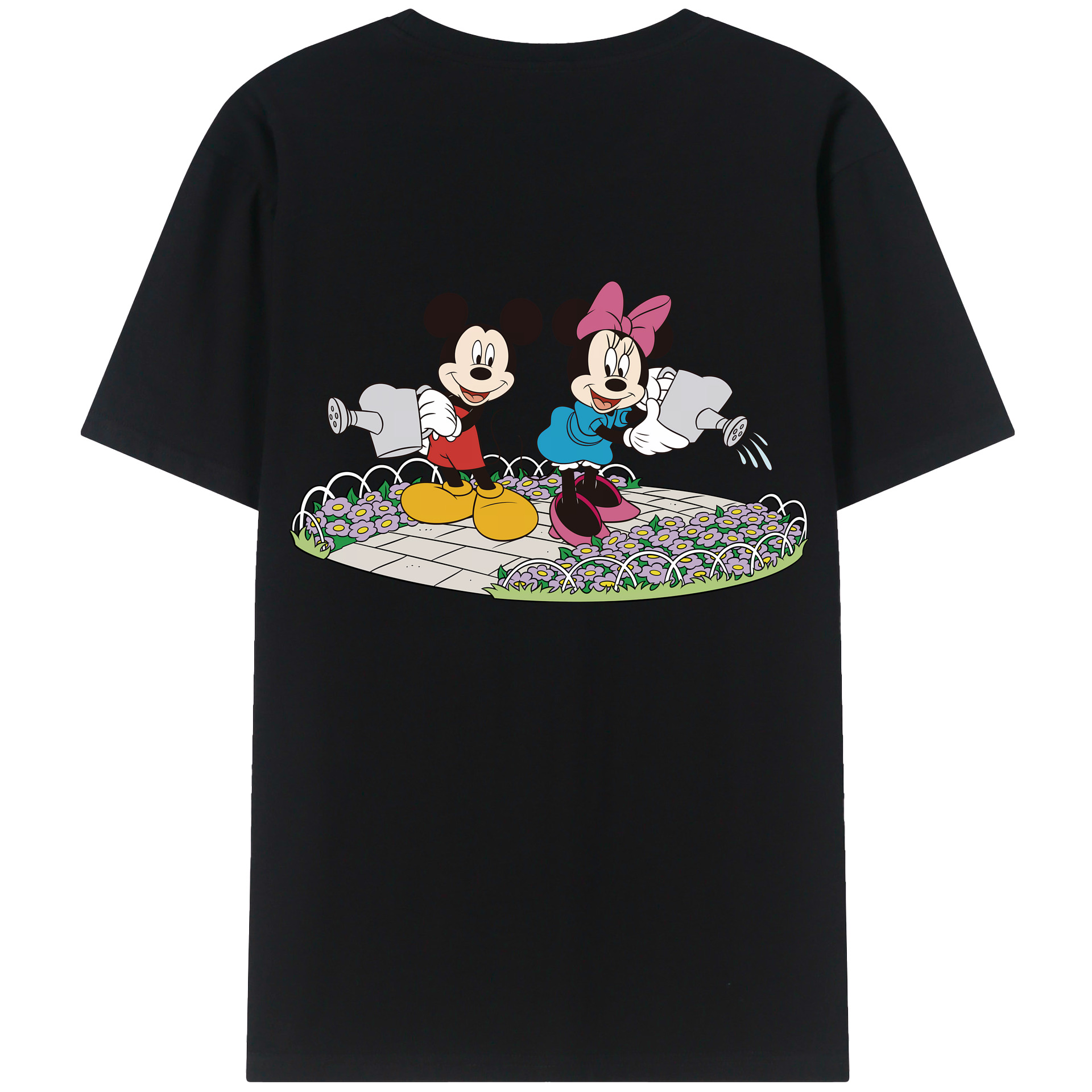（画像用） ミッキーマウス Mickey Mouse 綿100％ メンズ半袖Tシャツ（バックプリント） 通気性
